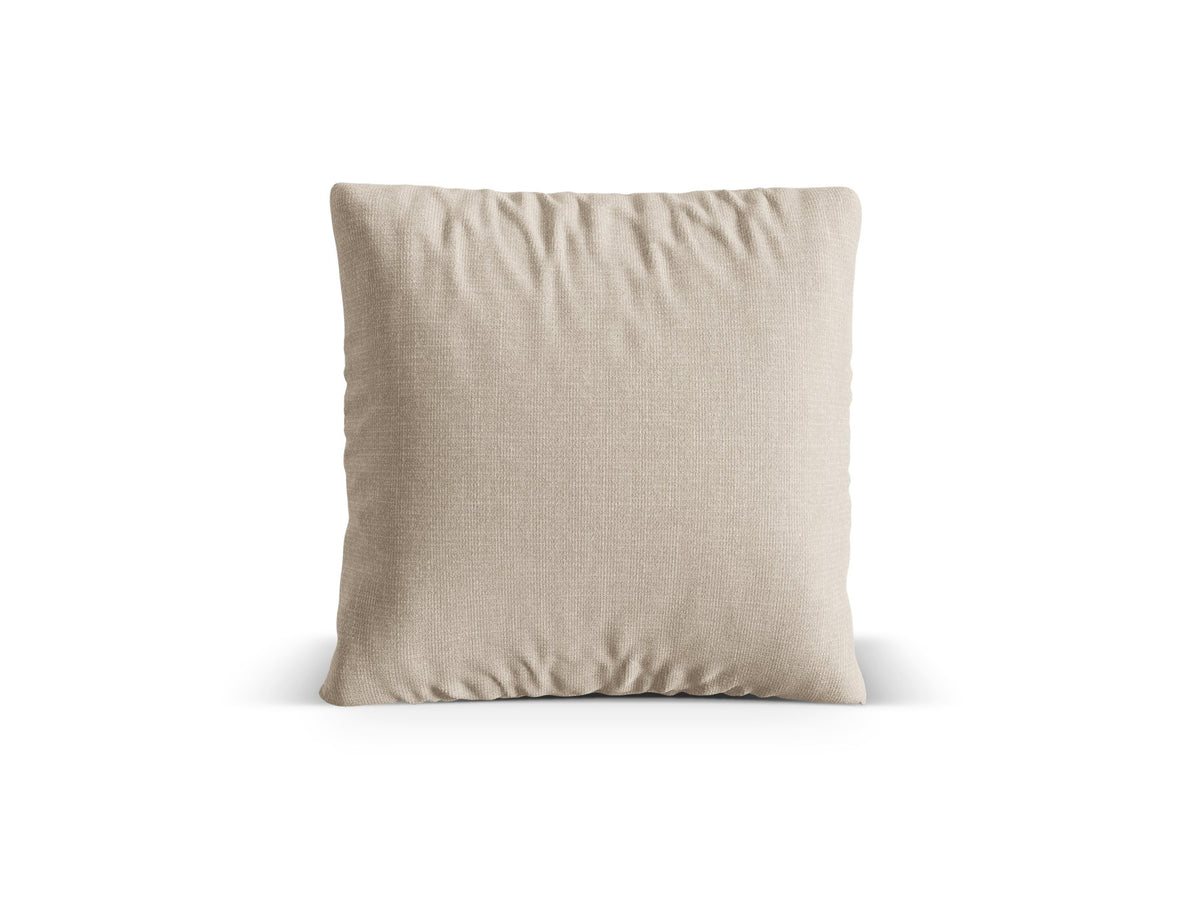 Beiges Nuria Deko Kissen von Micadoni aus meliertem Liberty-Stoff mit feiner Tweed-Struktur, quadratische Form, 70x70 cm.