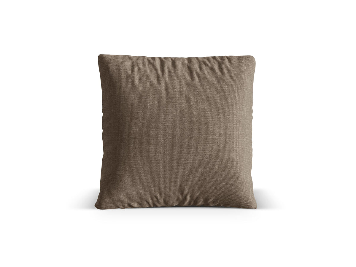 Beiges Nuria Deko Kissen von Micadoni aus meliertem Liberty-Stoff mit feiner Tweed-Struktur, quadratische Form, 70x70 cm.