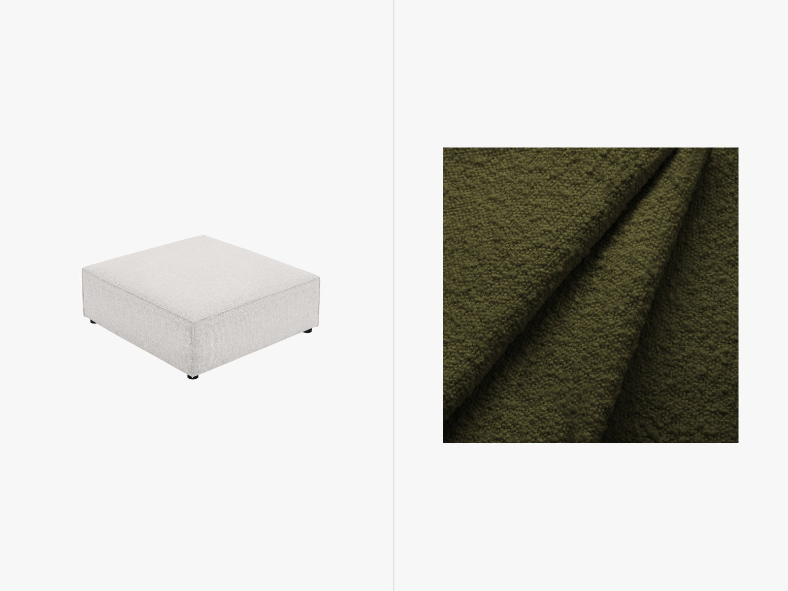 Jodie Boucle Pouf von Micadoni, stilvoller Sitzhocker mit weichem Boucle-Stoff, ideal für modernes Wohndesign und gemütliche Akzente.