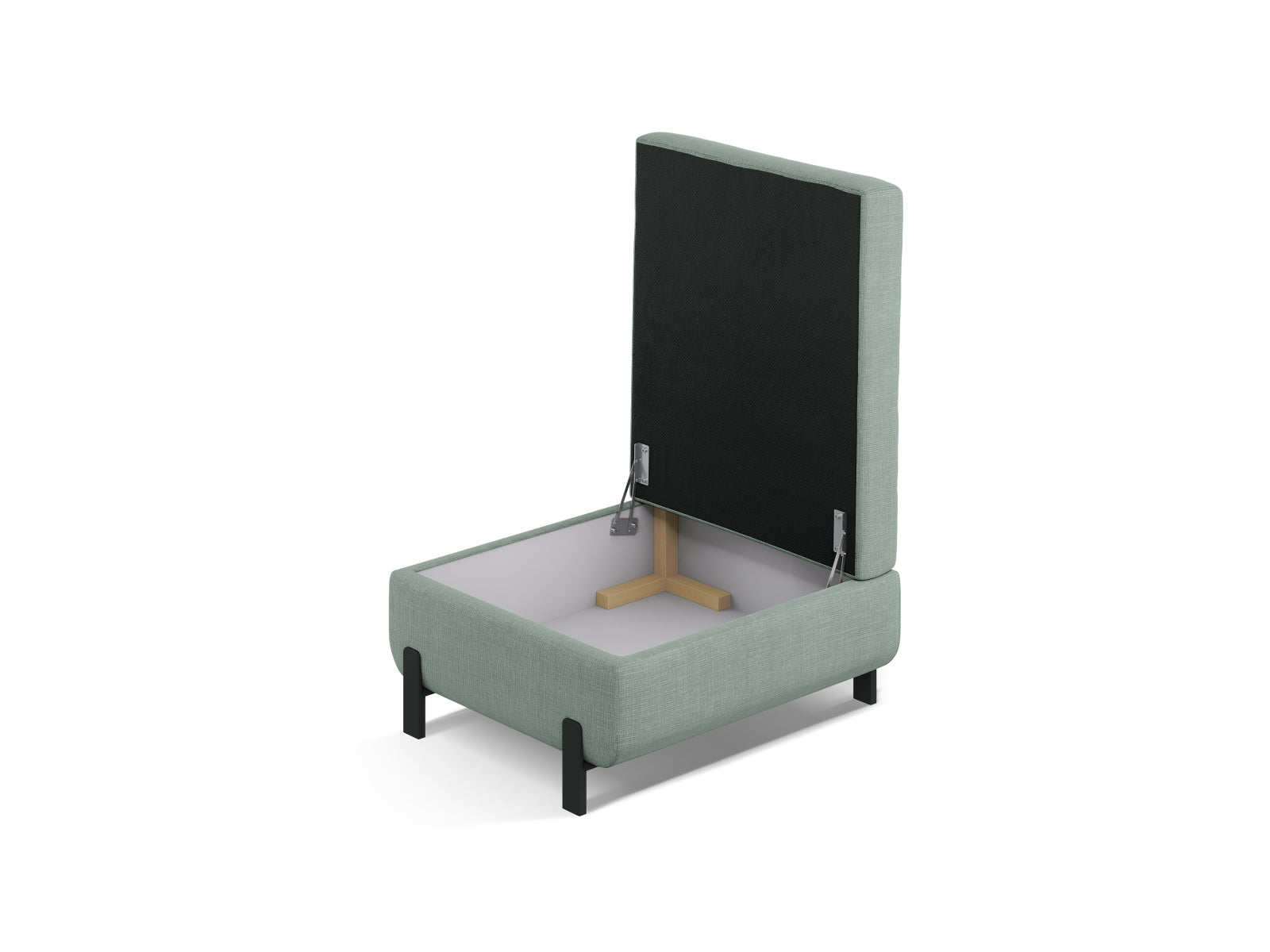 Stylischer Gloria Pouf in Mintgrün, 1-Sitzer mit praktischem Stauraum, ideal für moderne Wohnräume und vielseitige Sitzlösungen.