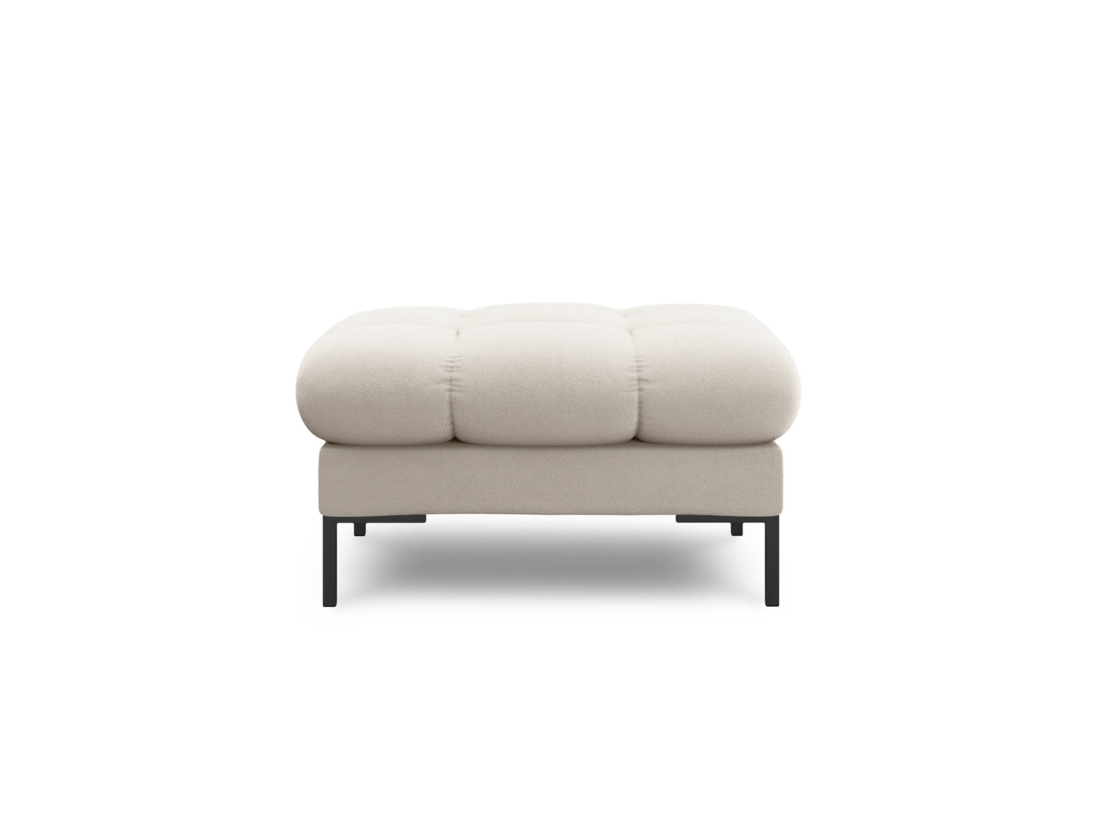 Stylischer Mamaia Pouf in Beige und Schwarz, ideal für einen modernen Wohnraum. Perfekt als Sitzgelegenheit oder dekoratives Element.