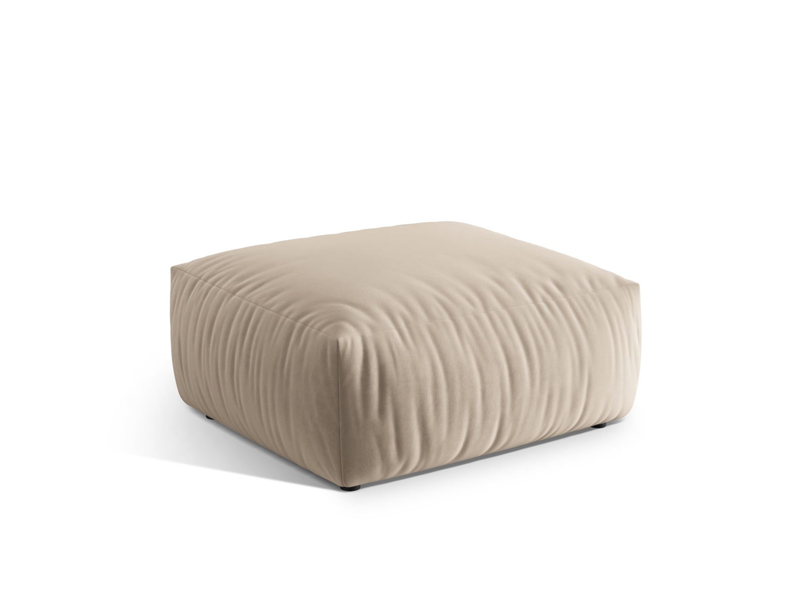 Eleganter Chris Velour Pouf 1 Sitzer in Ecru-Casino, ideal für stilvolle Wohnräume. Teil der modularen Sofaserie von Micadoni.
