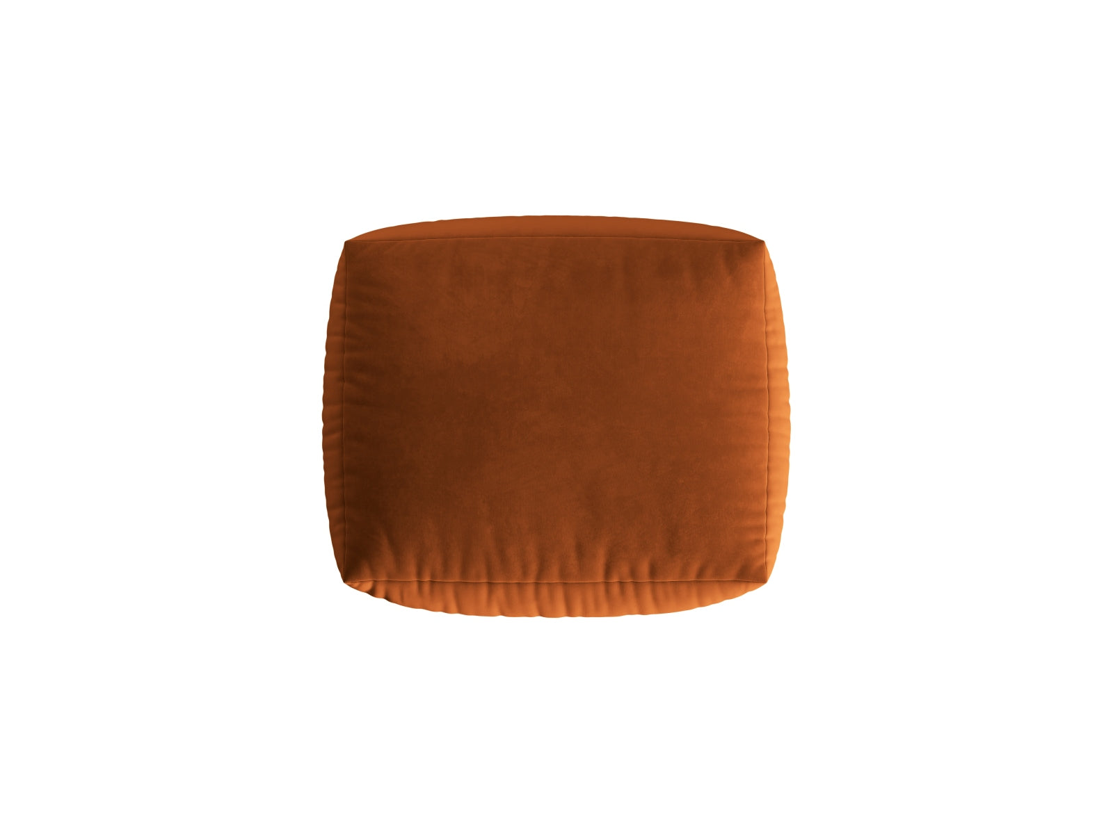 Stylischer Chris Velour Pouf in ansprechendem Terracotta, perfekt als vielseitiges Element für moderne Wohnlandschaften.