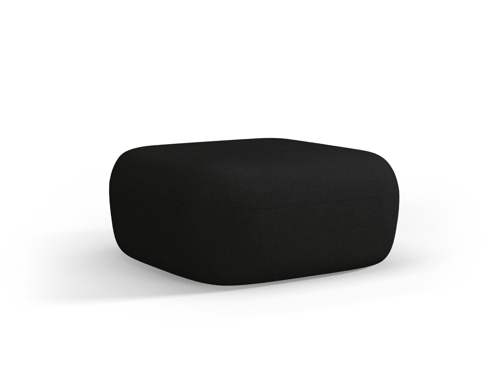 Stylischer Jenny Boucle Pouf in elegantem Schwarz, ideal als Sitzgelegenheit oder Fußablage, präsentiert von Micadoni.