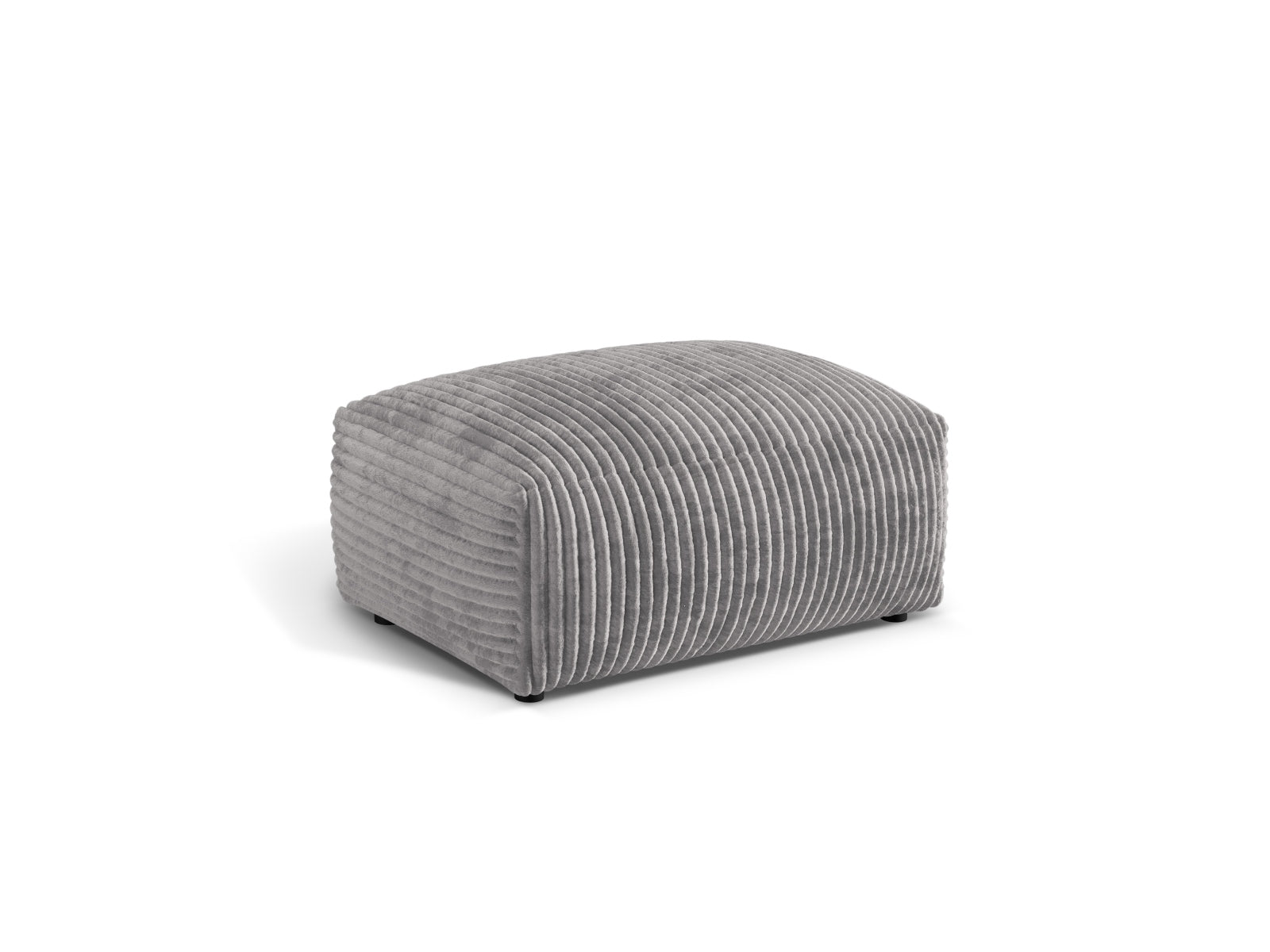 Eleganter Martina Pouf in hellem Grau, ideal für stilvolle Wohnräume. Bequem und vielseitig einsetzbar, perfekt als Sitzgelegenheit oder Fußablage.