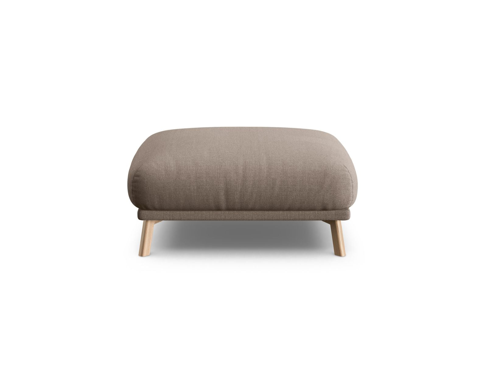 Moderner 1-Sitzer Pouf Naomi in sanftem Cappuccino-Ton, perfekt für gemütliche Sitzgelegenheiten und stilvolle Wohnraumgestaltung.