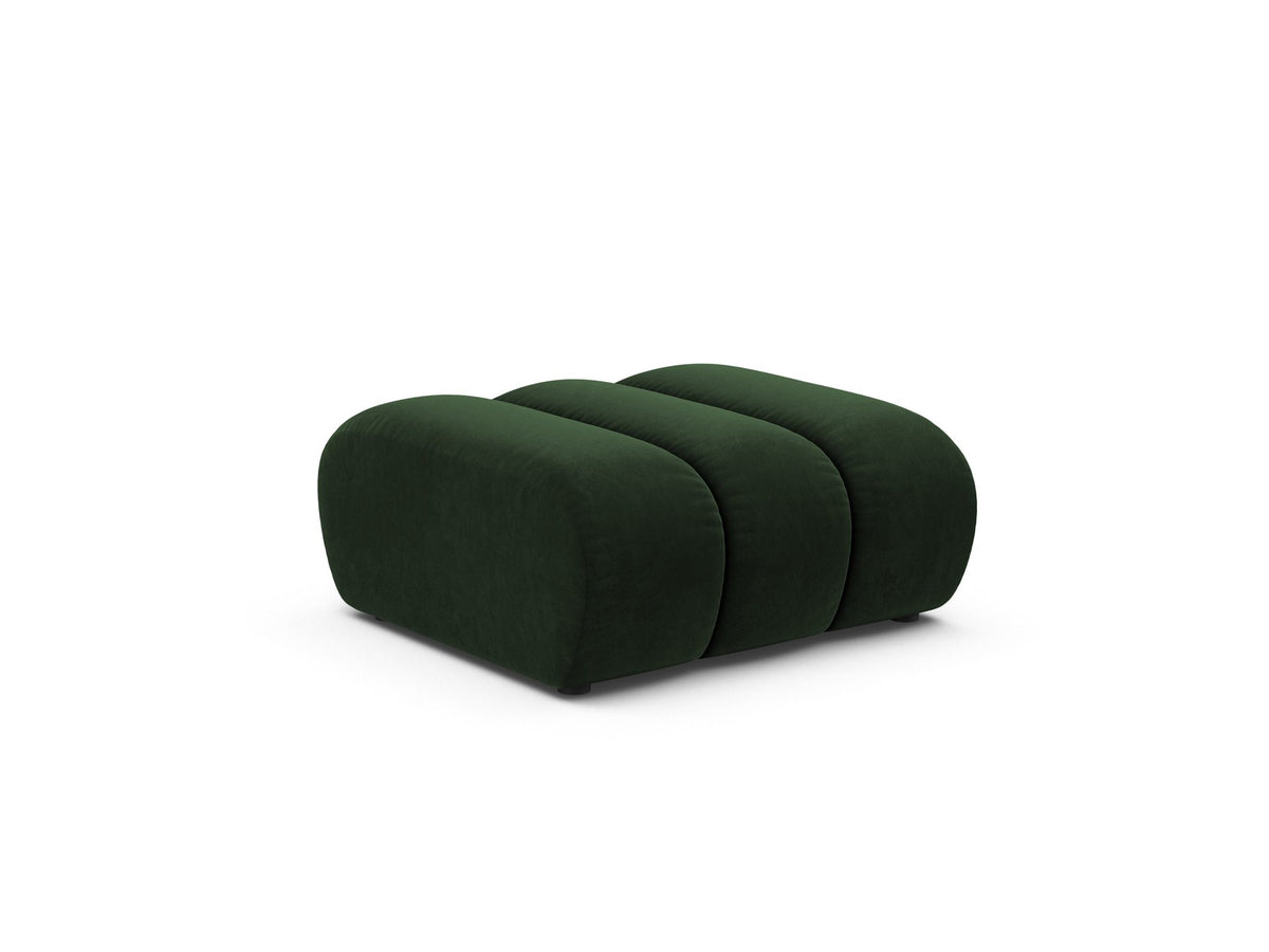 Beiger Pouf Lupine von Micadoni aus Venus-Samtstoff mit kurzen Kunststoffbeinen, quadratische Form, Masse 95x92x43 cm.