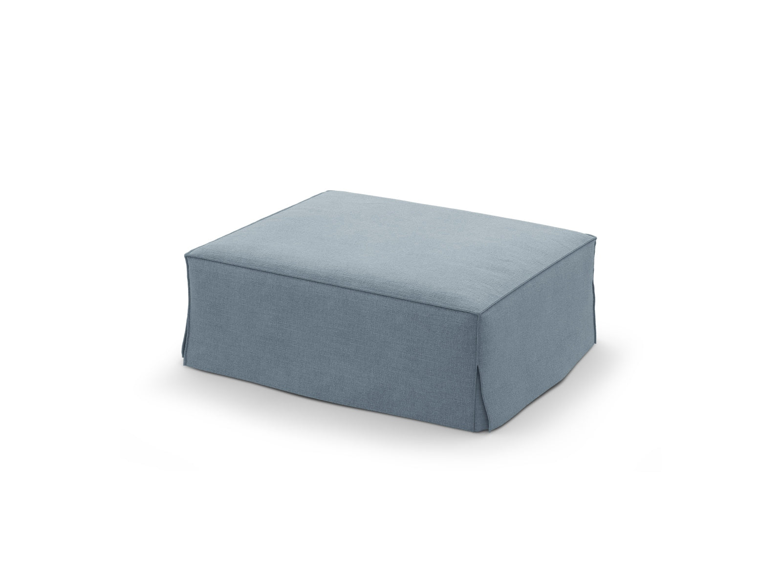 Eleganter Jodie Pouf 1 Sitzer in sanftem Blau, ideal für modulares Sofa-Design, stilvoll und vielseitig einsetzbar.