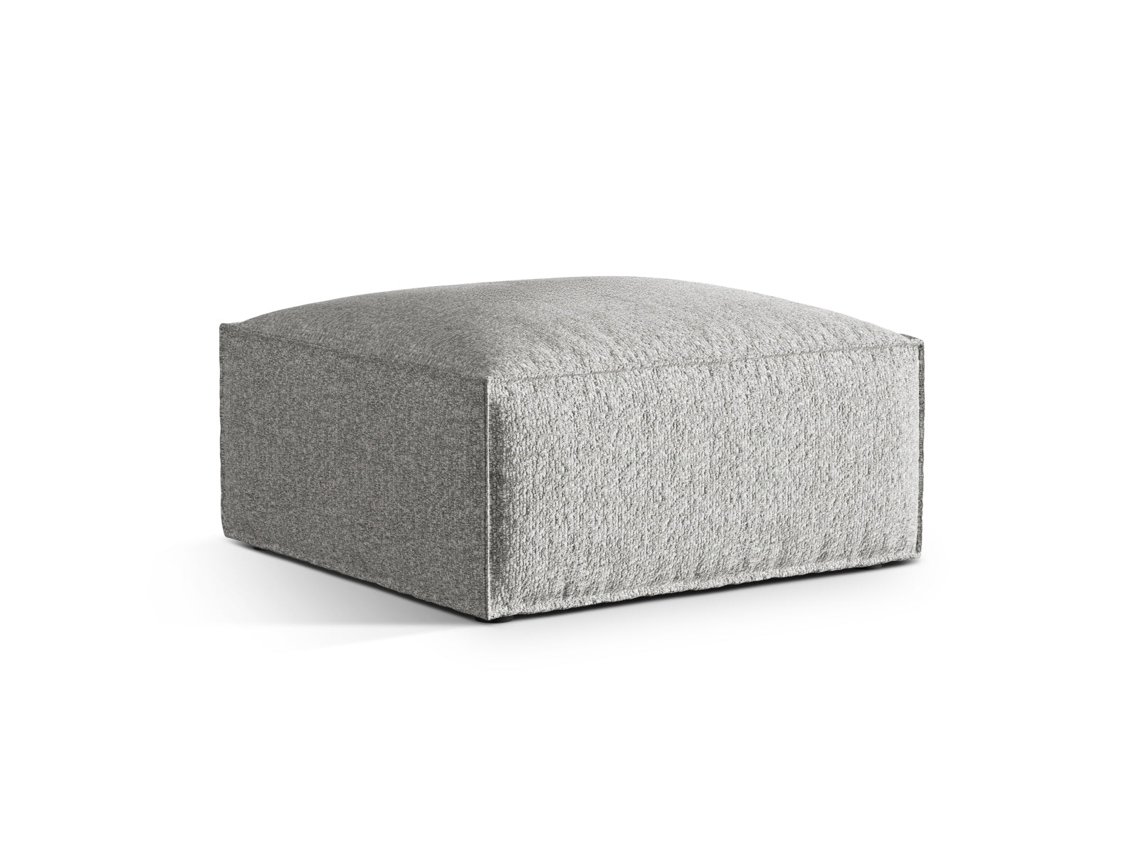 Eleganter Nuria Boucle Pouf 1 Sitzer in stilvollem Silver-Monet, ideal für moderne Wohnräume und vielseitige Sitzlösungen.