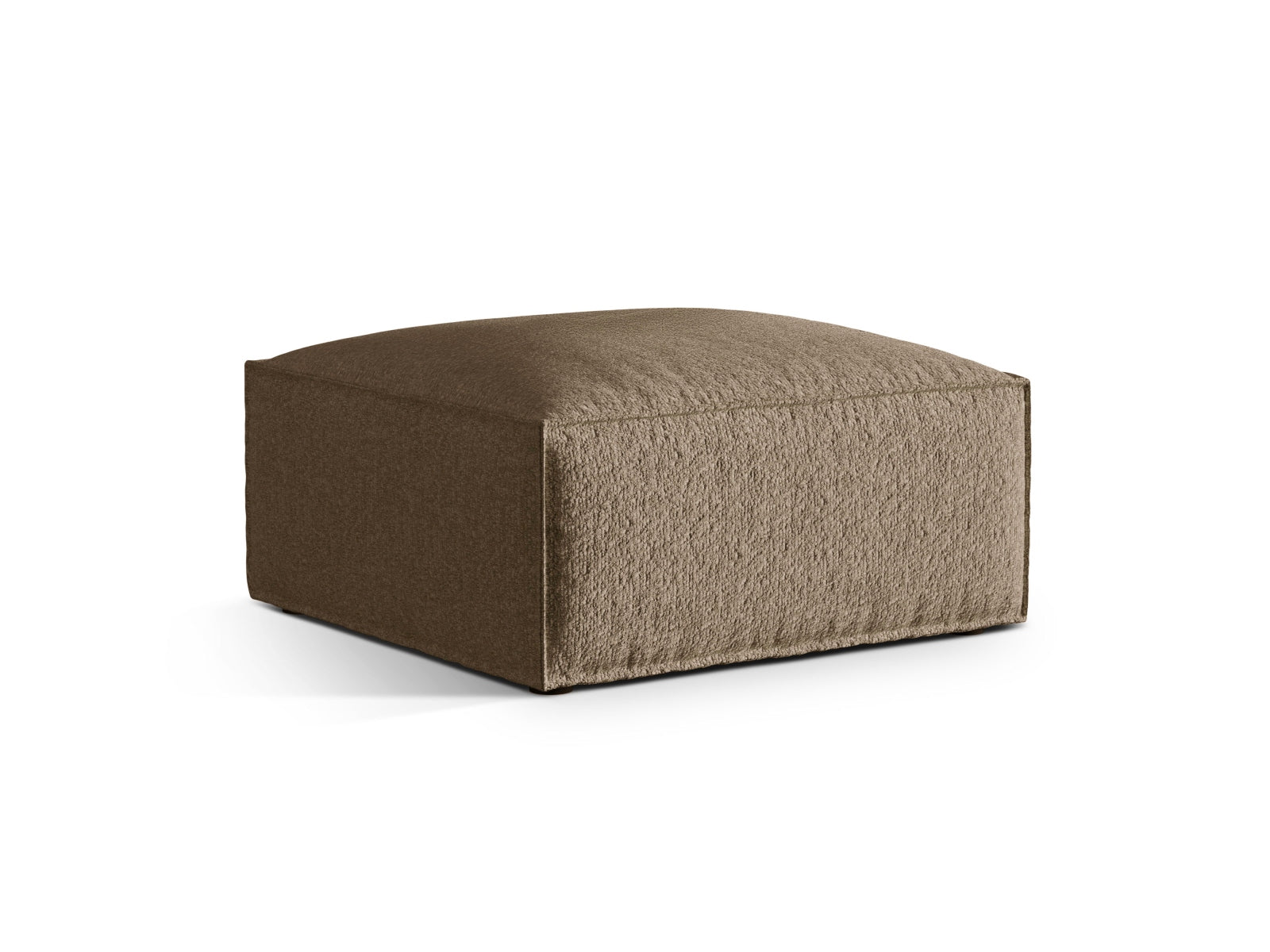 Eleganter Nuria Boucle Pouf 1 Sitzer in warmem Cappuccino-Ton, ideal für stilvolle Wohnräume und vielseitige Sitzlösungen.