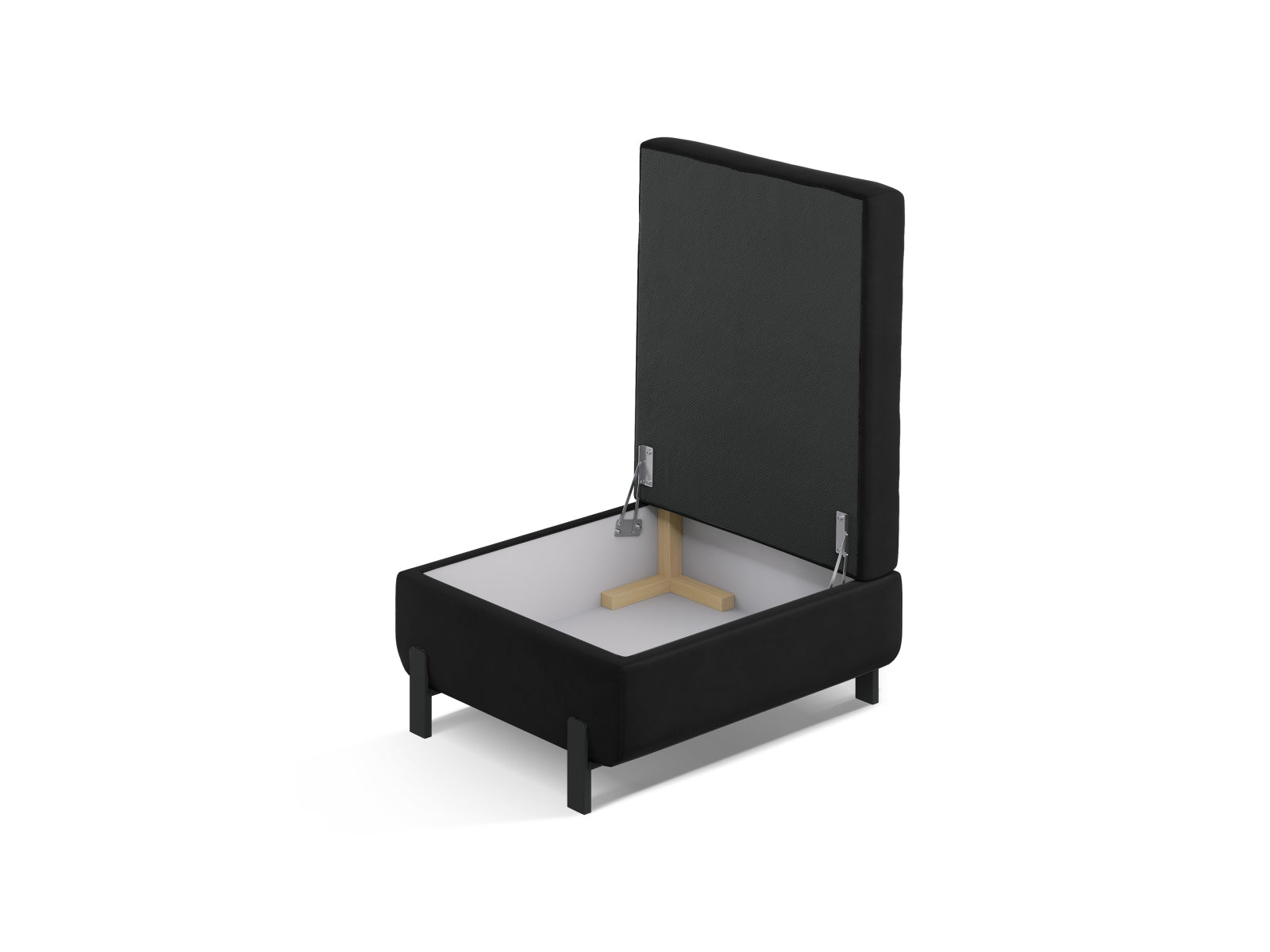 Eleganter Gloria Velour Pouf in Schwarz mit Stauraum, ideal für modulares Sofa-Design von Micadoni, stilvoll und funktional.