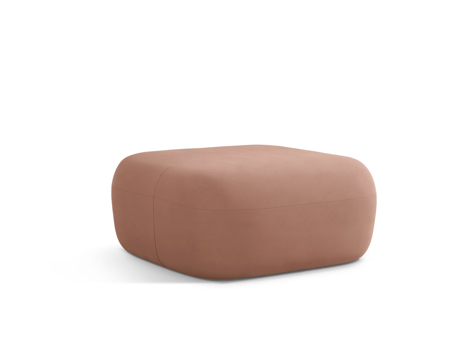 Eleganter Jenny Velour Pouf in warmem Terracotta, ideal als Sitzgelegenheit oder dekoratives Element für jedes Zuhause.