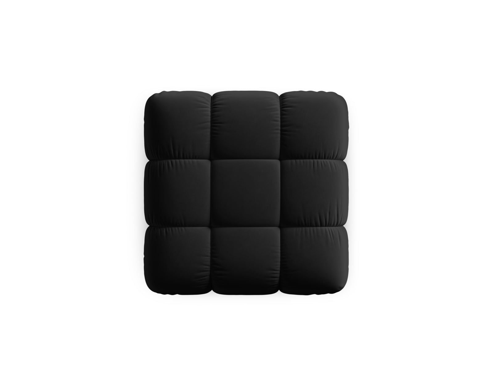 Eleganter Bellis Velour Pouf in Schwarz-Bluvel, 94 cm Durchmesser, ideal für stilvolle Wohnräume und als zusätzlicher Sitzplatz.