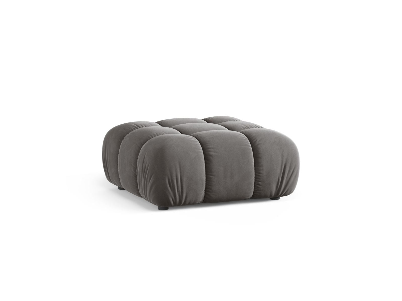 Eleganter Bellis Velour Pouf in sanftem Grau mit 94 cm Durchmesser, ideal für stilvolle Sitzgelegenheiten und moderne Wohnräume.