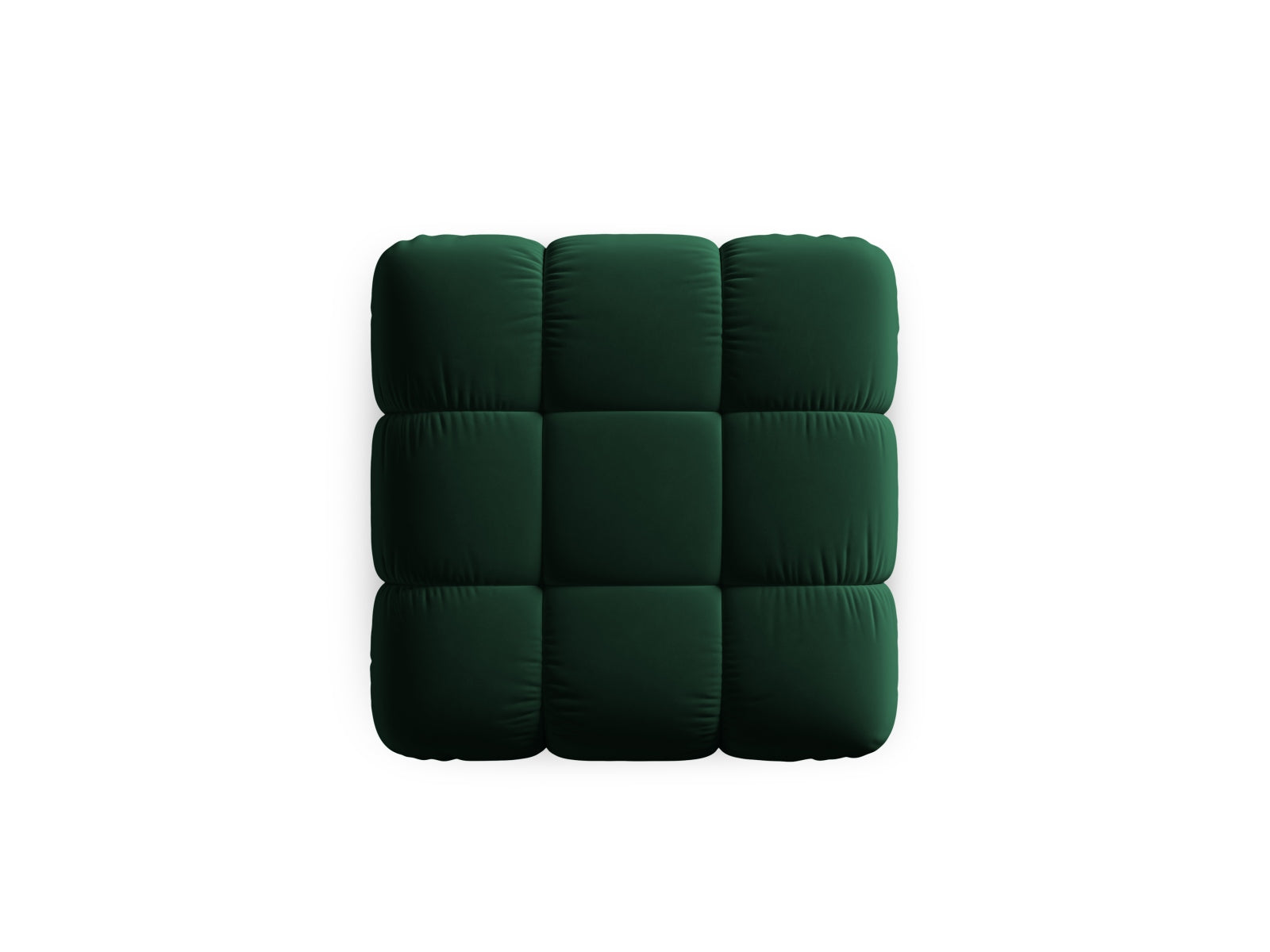 Eleganter Bellis Velour Pouf in sattem Flaschengrün, ideal für zusätzlichen Sitzplatz und stilvolle Akzente in jedem Raum.