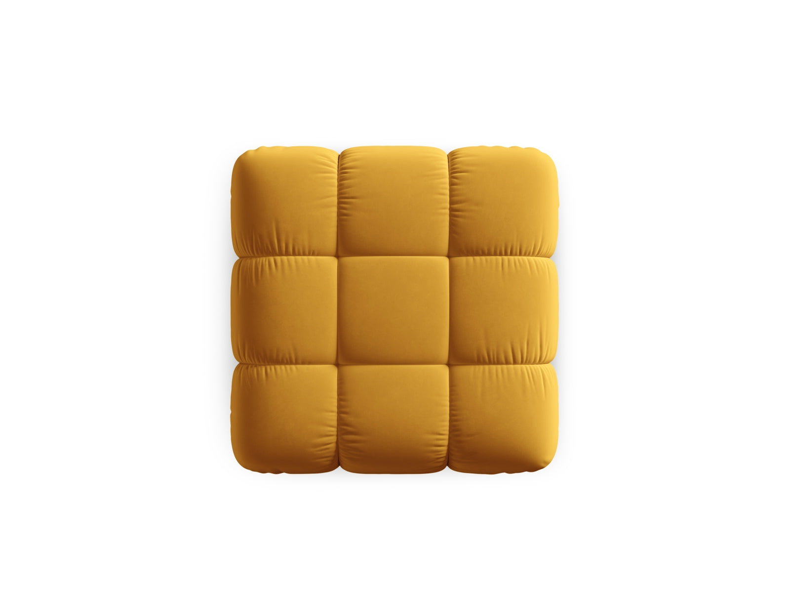 Eleganter Bellis Velour Pouf in ansprechenden Gelb-Blau-Tönen, 94 cm Durchmesser, ideal für stilvolle Akzente in jedem Raum.