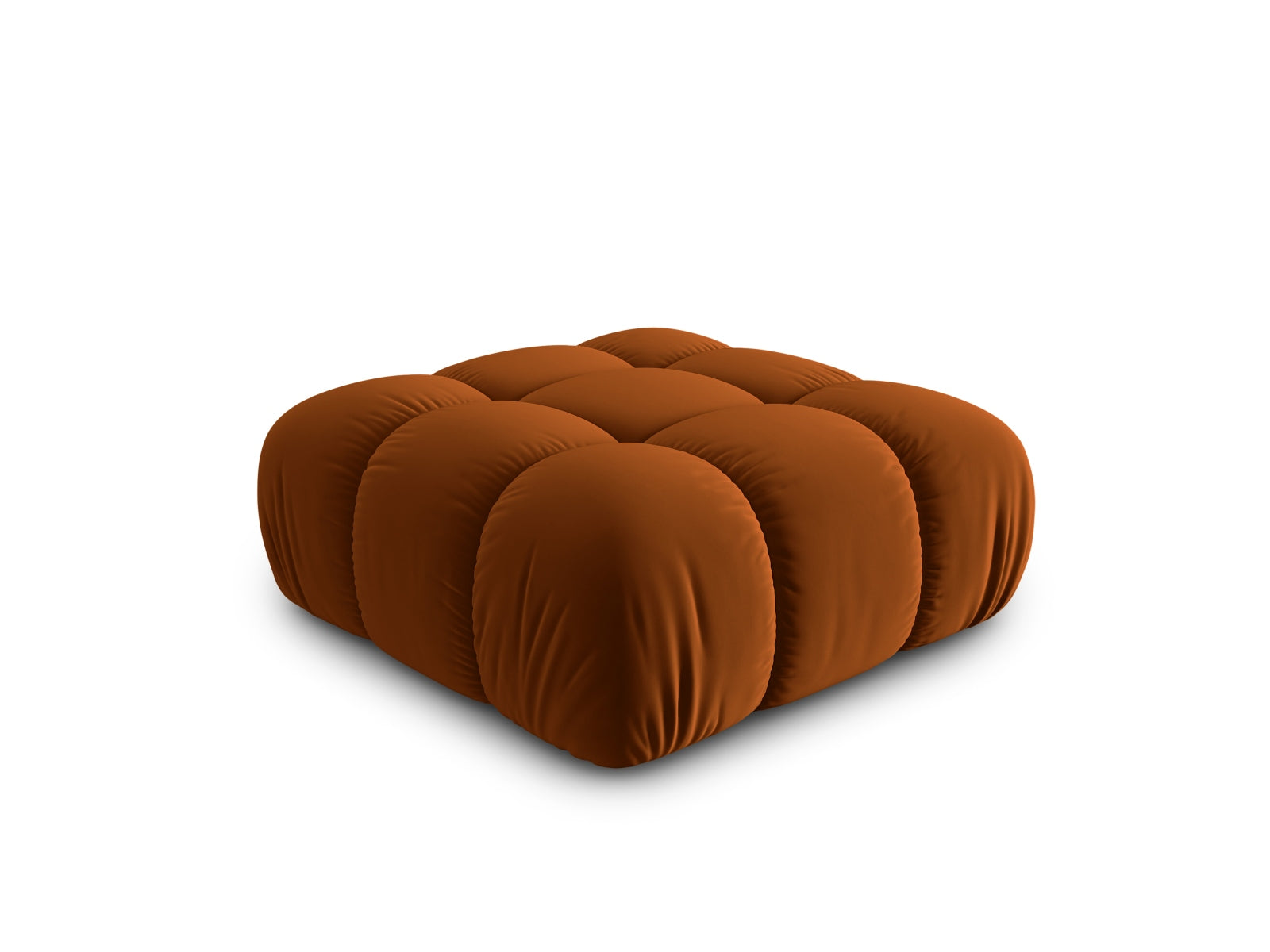 Stylischer Bellis Velour Pouf in sanftem Terracotta, vielseitig einsetzbar als Sitz oder Ablage, verleiht jedem Raum eine gemütliche Note.