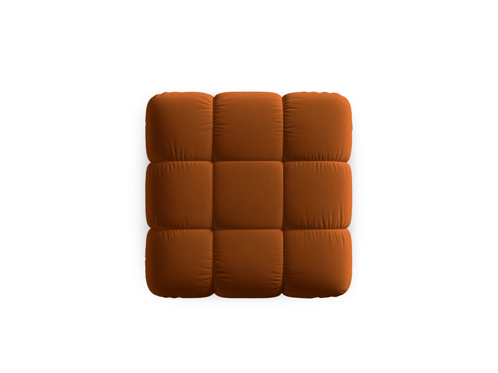 Eleganter Bellis Velour Pouf in warmem Terracotta, ideal für zusätzlichen Sitzkomfort oder als dekoratives Element in jedem Wohnraum.