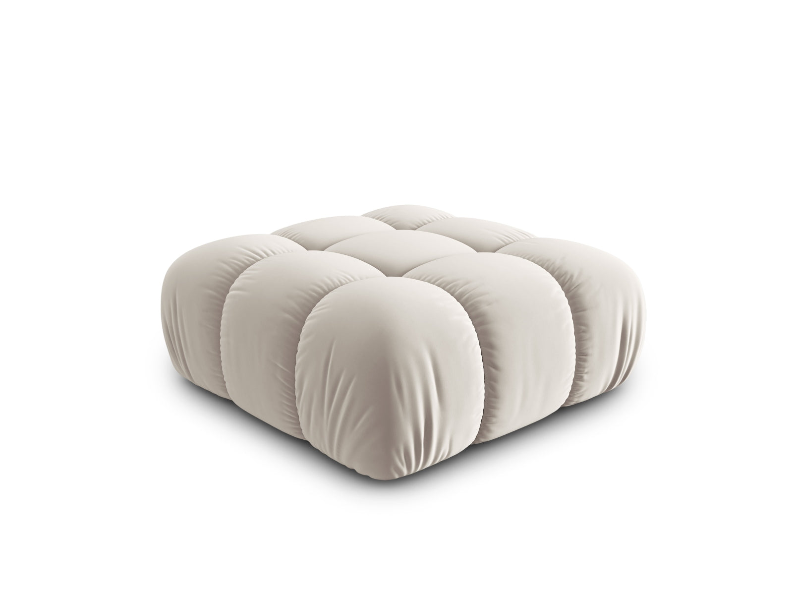 Stylischer Bellis Velour Pouf in edlem Dunkelbeige, vielseitig einsetzbar als Sitz oder dekoratives Highlight in jedem Raum.