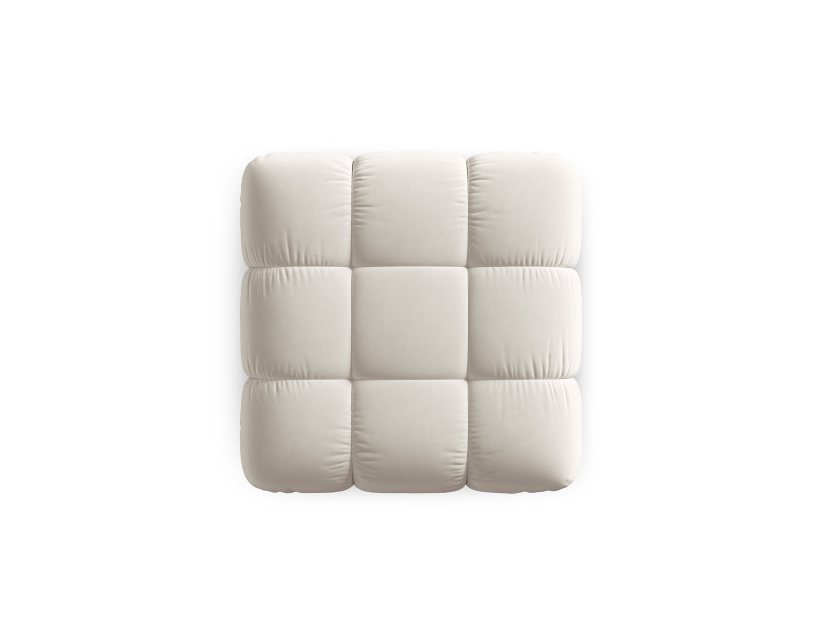 Eleganter Bellis Velour Pouf in luxuriösem Dunkelbeige, ideal für zusätzlichen Sitzkomfort oder als stilvolles Deko-Element in Ihrem Zuhause.