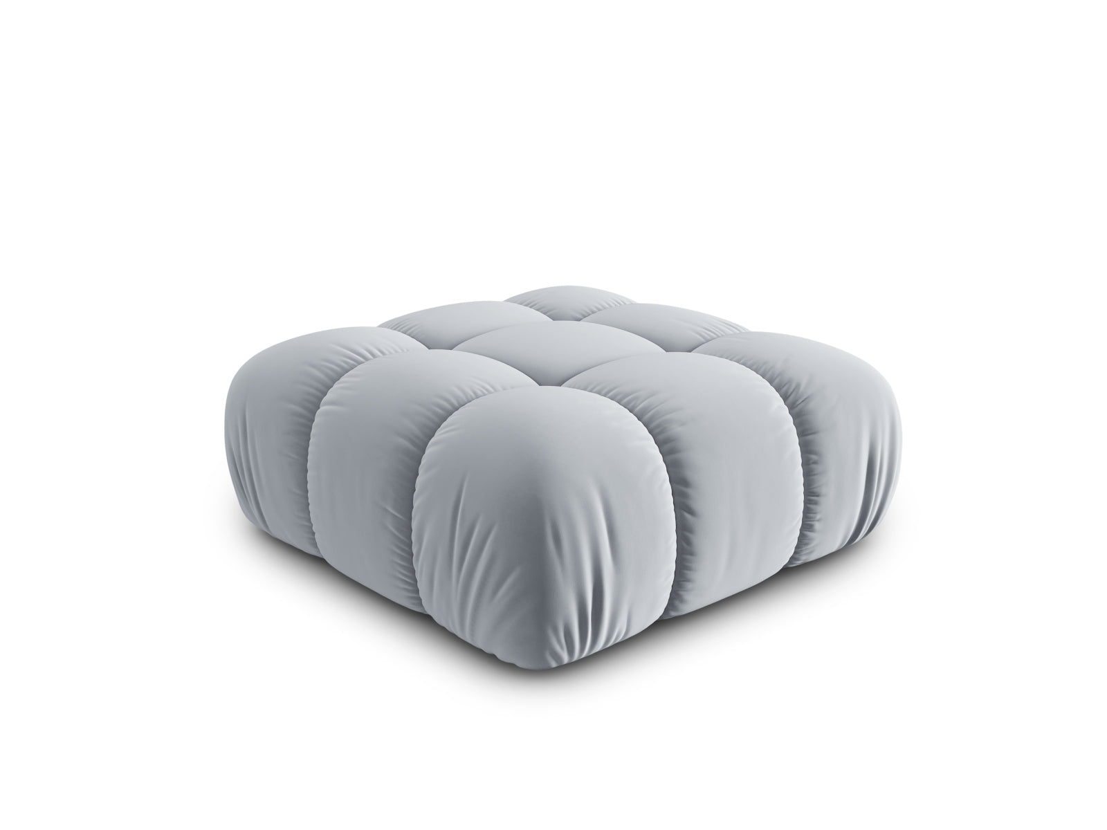 Stylischer Bellis Velour Pouf in zartem Hellblau, vielseitig einsetzbar und ein Blickfang für jedes Zuhause. Ideal für gemütliche Sitzgelegenheiten.