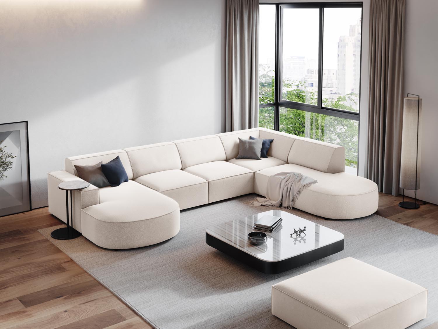 Entdecken Sie den stilvollen Jodie Pouf 1 Sitz von Micadoni – vielseitig, bequem und perfekt für jedes moderne Zuhause.
