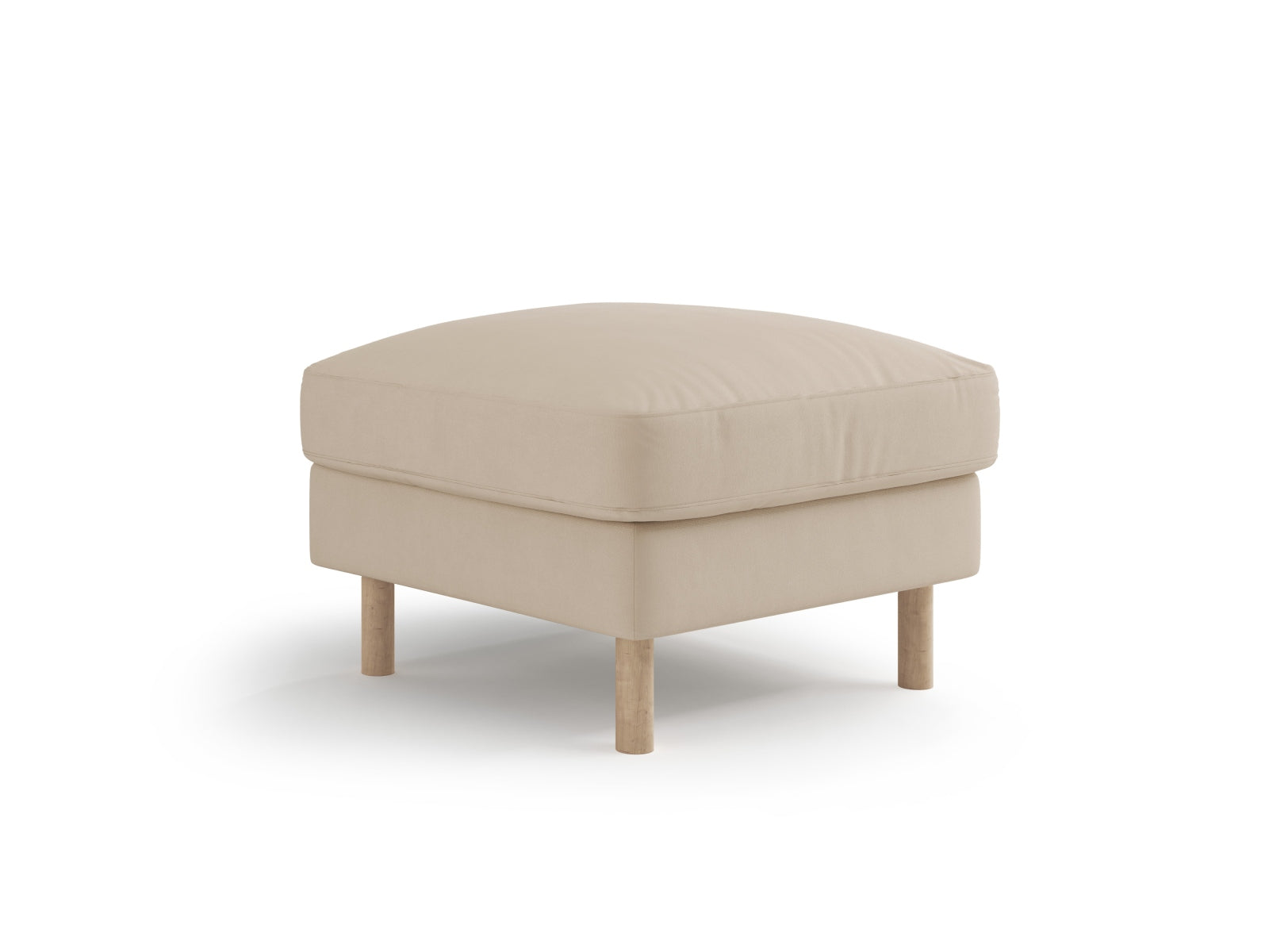 Eleganter Eden Velour Pouf in sanftem Nude-Ton, ideal für stilvolle Wohnräume. Teil der modularen Sofaserie von Micadoni.