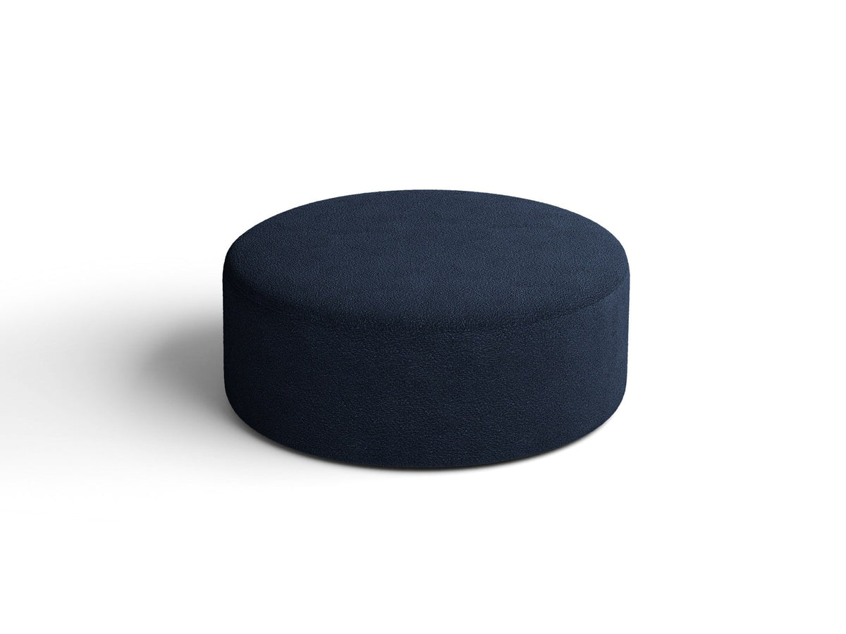 Weisser Pouf Dia von Micadoni mit strukturiertem Bouclé-Stoff, quadratischer Form und niedrigen Beinen aus Polypropylen.