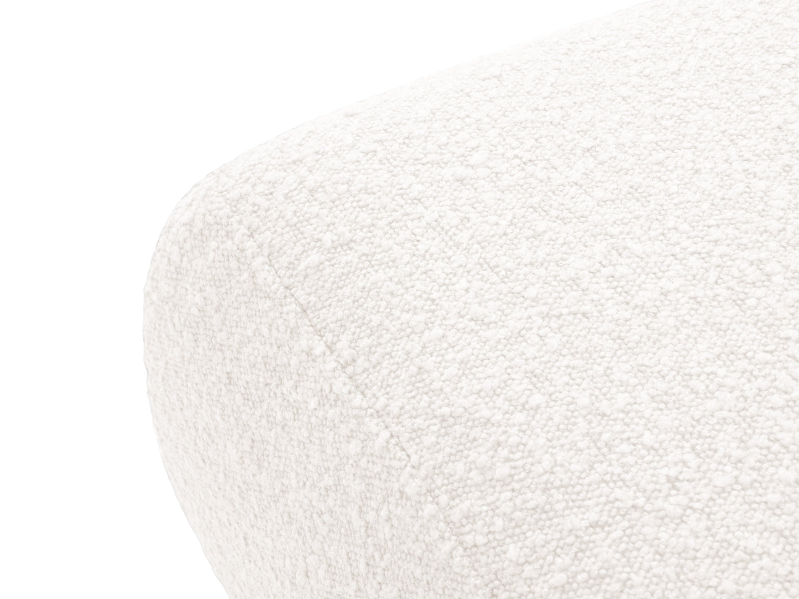 Stilvoller Molino Boucle Pouf in sanftem Weiß, ideal für moderne Interiors. Praktisch als zusätzlicher Sitz oder als dekoratives Element.