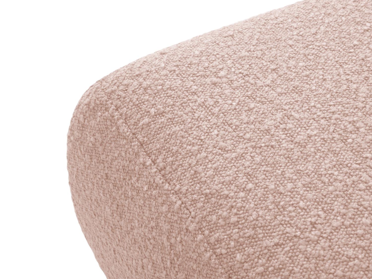 Stilvoller Molino Boucle Pouf in zartem Powder Pink, vielseitig einsetzbar und ideal für gemütliche Wohnräume oder als dekoratives Element.
