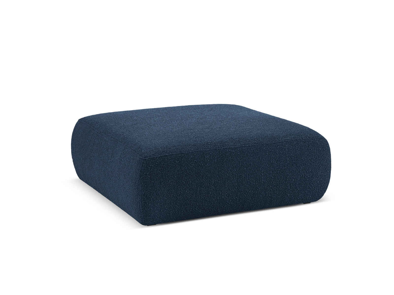 Eleganter Molino Boucle Pouf in Dunkelblau, ideal für stilvolle Wohnräume. Bequem und vielseitig einsetzbar, perfekt als Sitzgelegenheit.