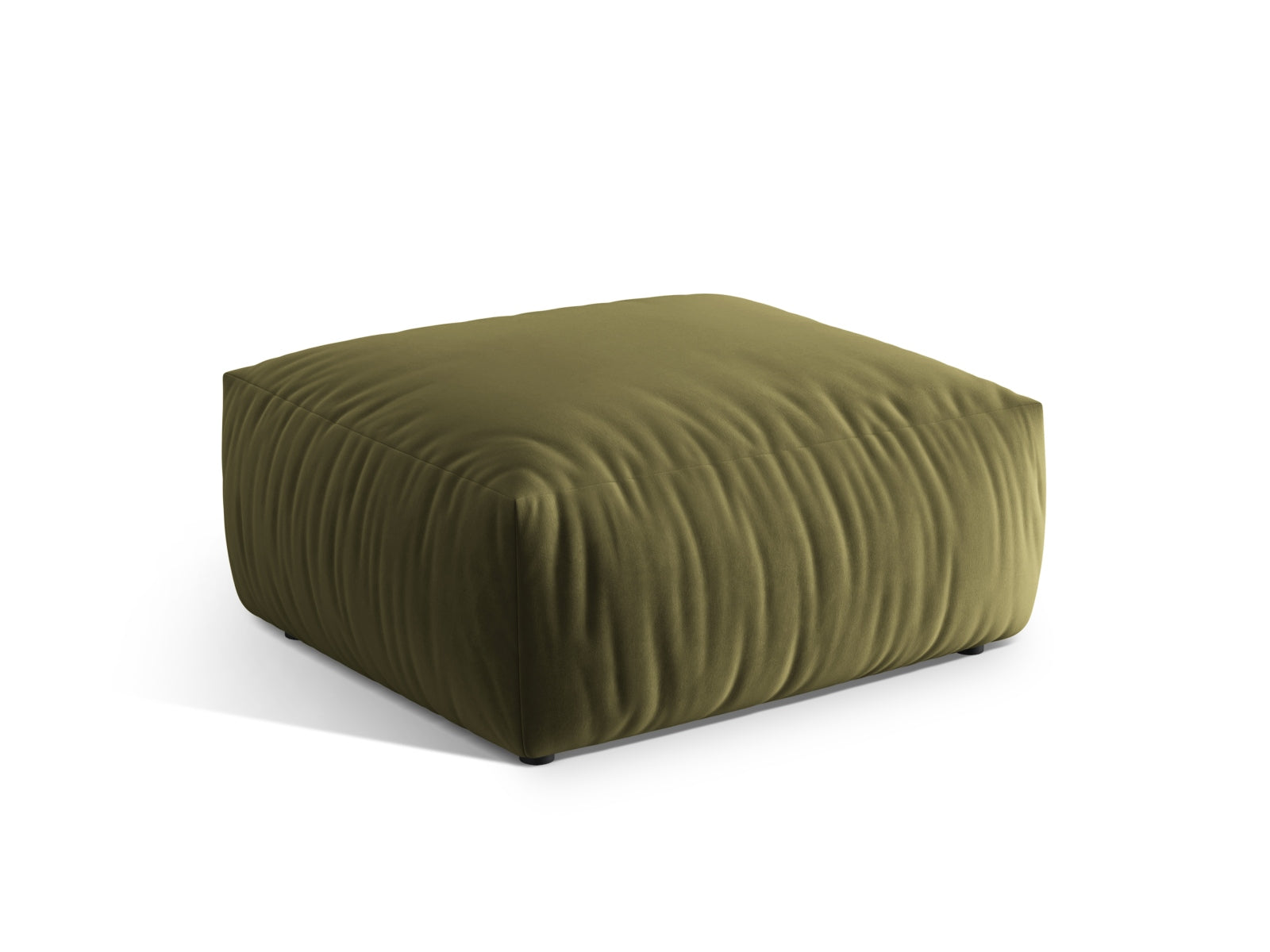 Stylischer Chris Velour Pouf 1 Sitzer in sanftem Hellgrün, perfekt für zeitgemäße Einrichtung und als gemütlicher Akzent im Raum.