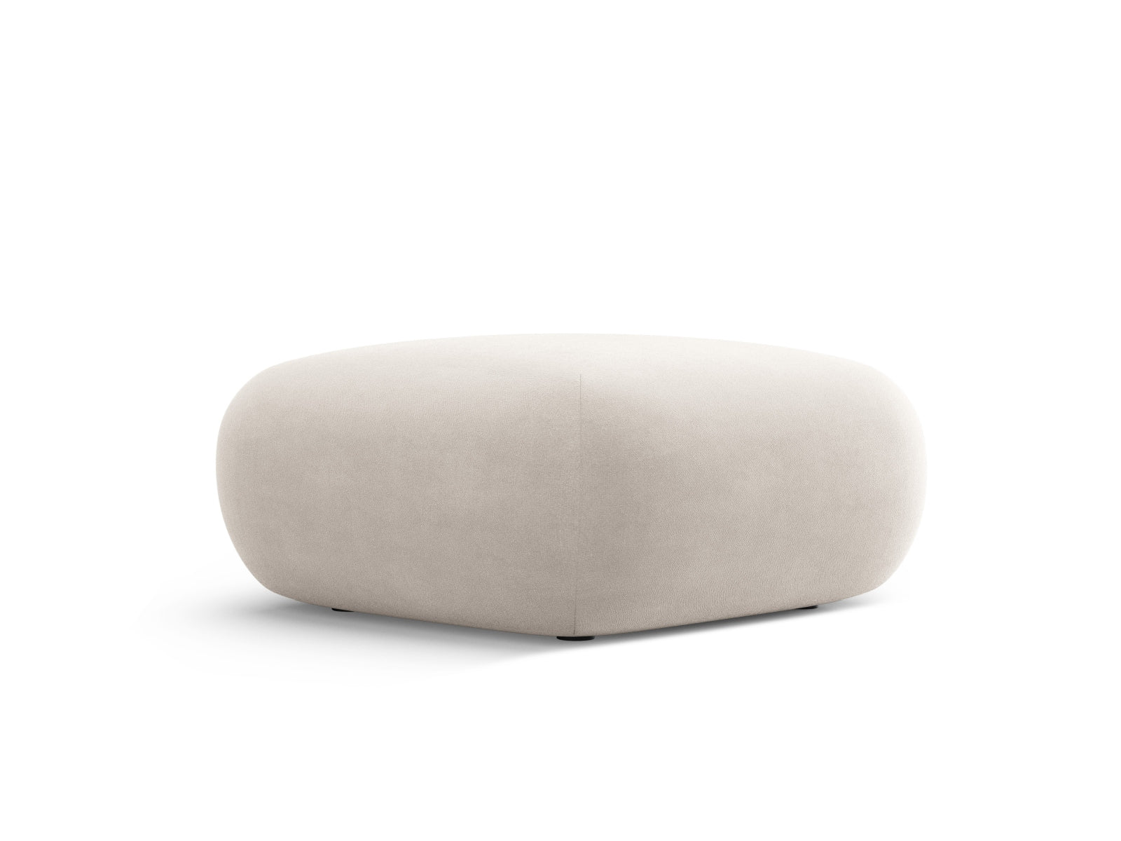 Eleganter Molino Velour Pouf in hellem Beige, ideal für modulares Sofa-Design, stilvoll und vielseitig einsetzbar.