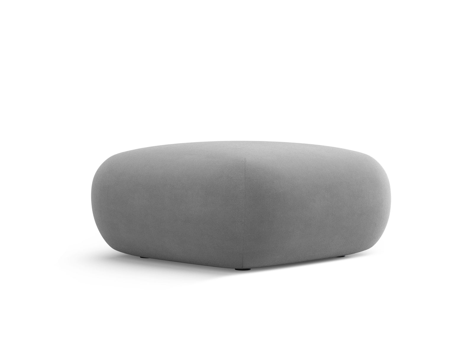 Eleganter Molino Velour Pouf in hellem Grau, ideal für modulares Sofa-Design, stilvoll und vielseitig einsetzbar.