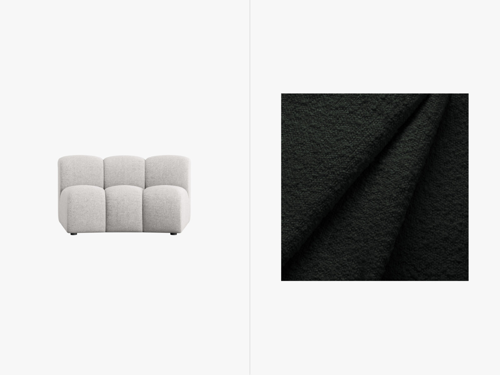 Modulares Sofa Lupine Modul Armless 1 Sitzer in edlem Schwarz, perfekt für kreative Wohnraumgestaltungen und flexible Sitzlösungen.