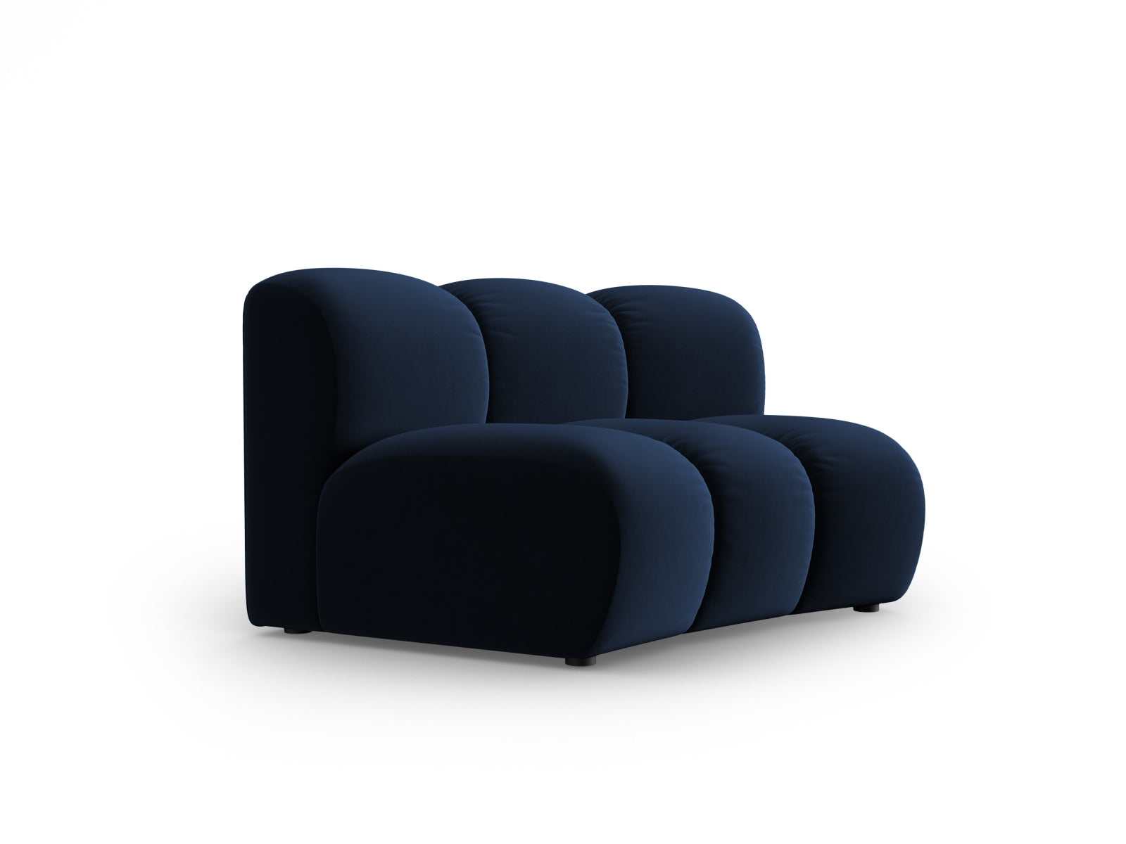 Stylischer, armlehnloser Einzelsitz in royalblauem Velours von Micadoni, perfekt für moderne und anpassbare Wohnkonzepte.