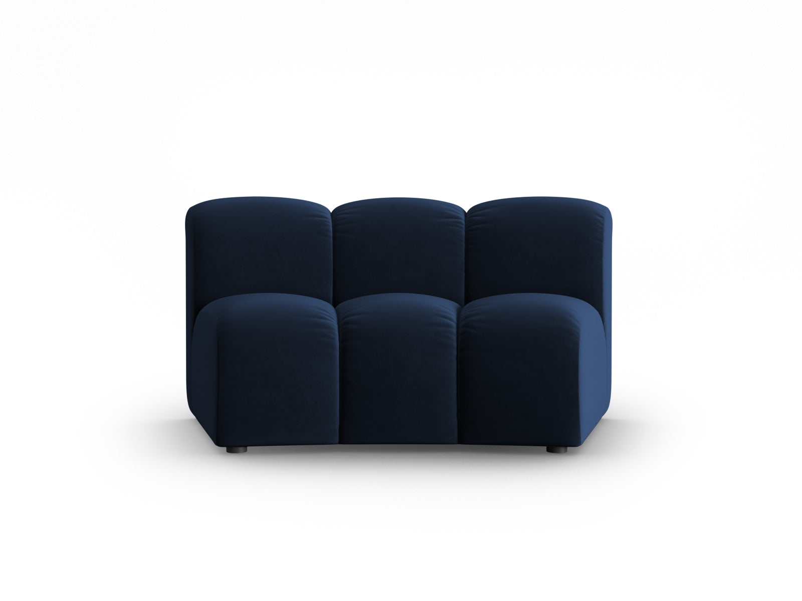 Eleganter, armlehnloser Sessel in royalblauem Velours von Micadoni, ideal für kreative und flexible Wohnraumgestaltungen.