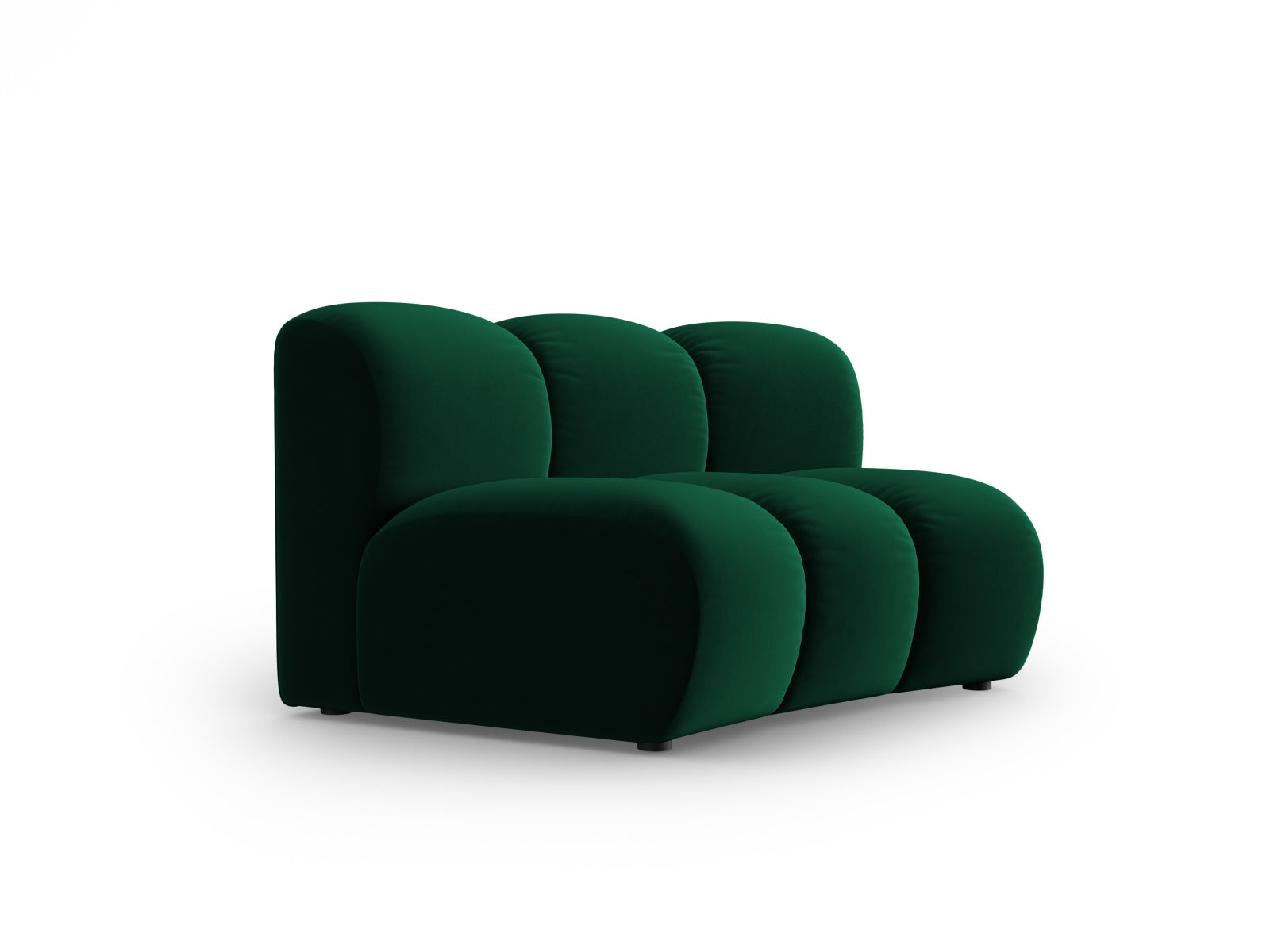 Modularer Lupine Velour 1-Sitzer ohne Armlehnen in edlem Flaschengrün, perfekt für moderne Wohnkonzepte und gemütliche Auszeiten.