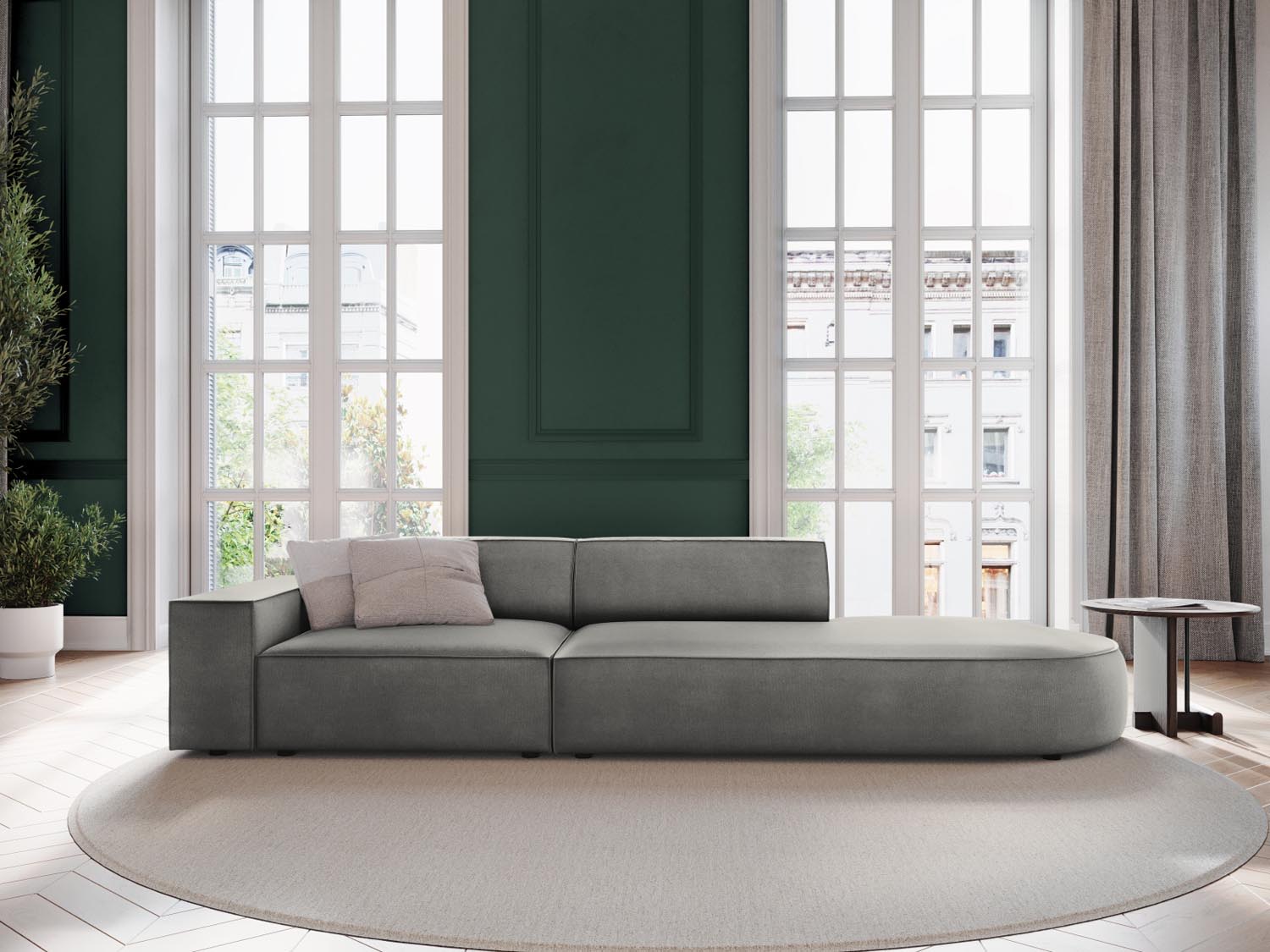Entdecken Sie das Jodie Velour Sofa von Micadoni – ein elegantes, modulares 3-Sitzer Sofa in hochwertigem Velours für Ihr stilvolles Wohnzimmer.