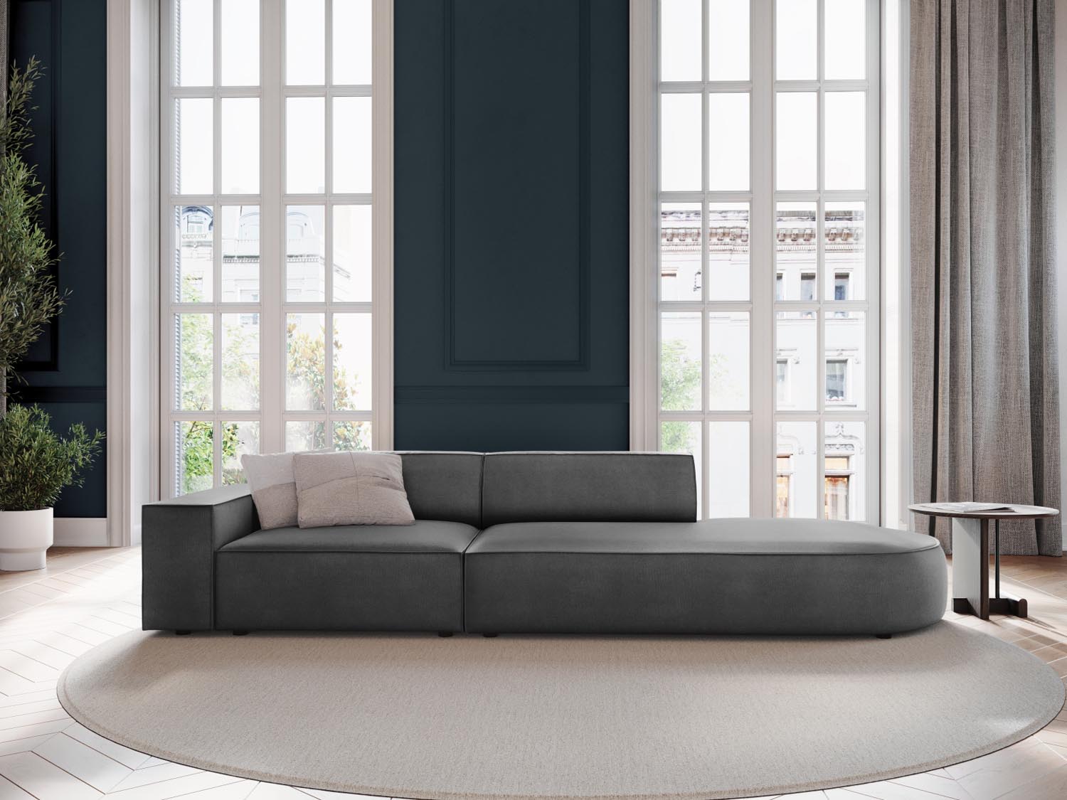 Entdecken Sie das stilvolle Jodie Velour Sofa rechts 3 Sitzer von Micadoni – modular, komfortabel und pflegeleicht für Ihr modernes Wohnzimmer.