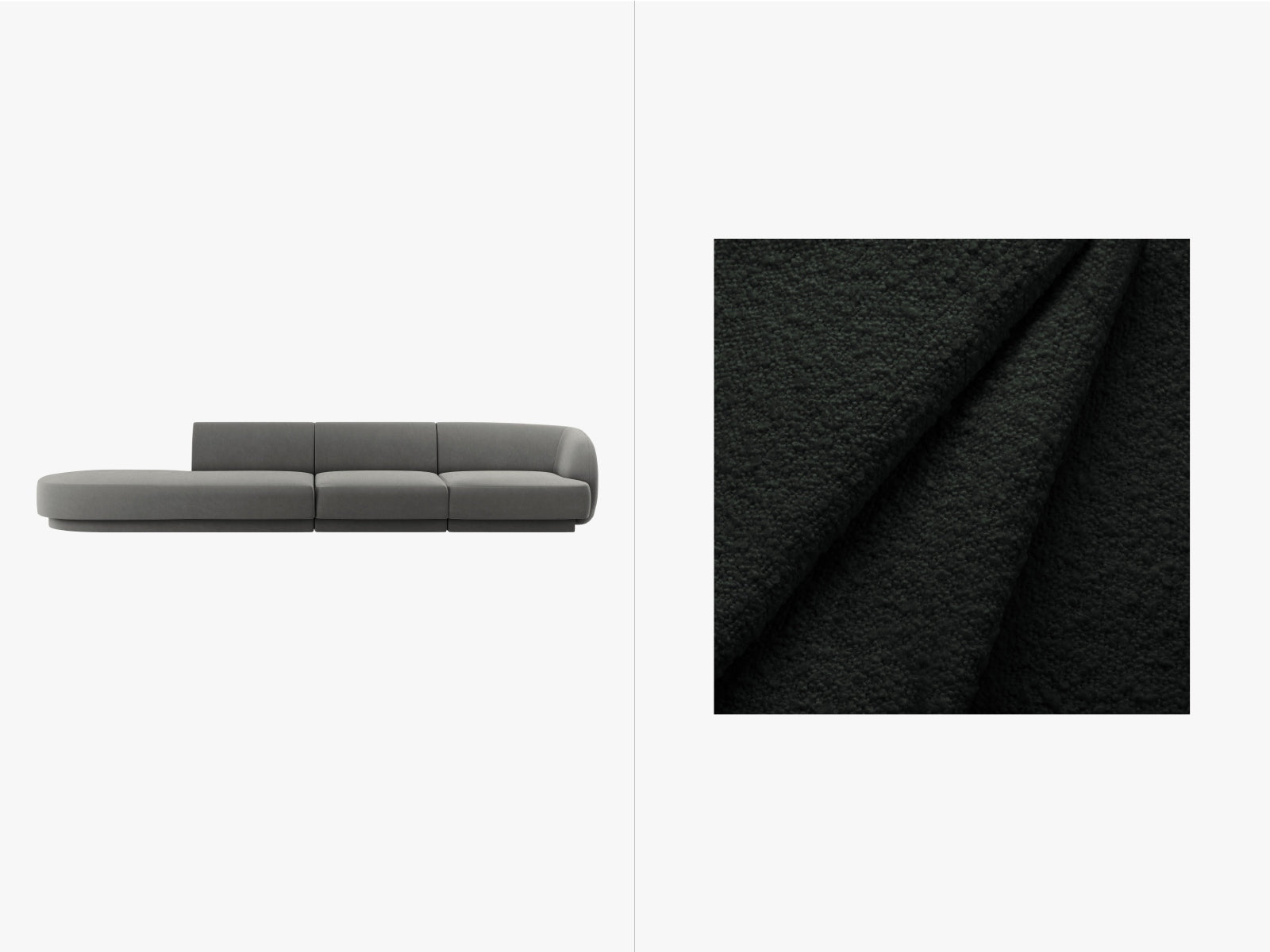 Miley Boucle Left Sofa 4 Sitzer in Black-Baloo präsentiert im Onlineshop von KAQTU Design AG. L-Sofa links ist von Micadoni
