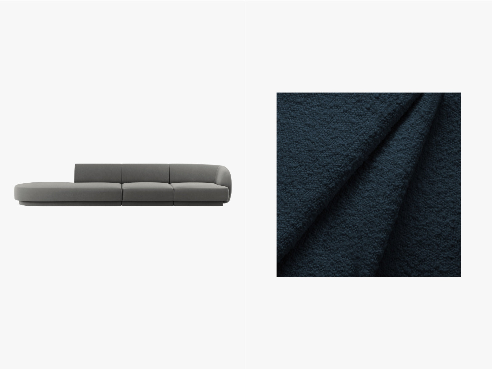 Miley Boucle Left Sofa 4 Sitzer in Dark Blue-Baloo präsentiert im Onlineshop von KAQTU Design AG. L-Sofa links ist von Micadoni