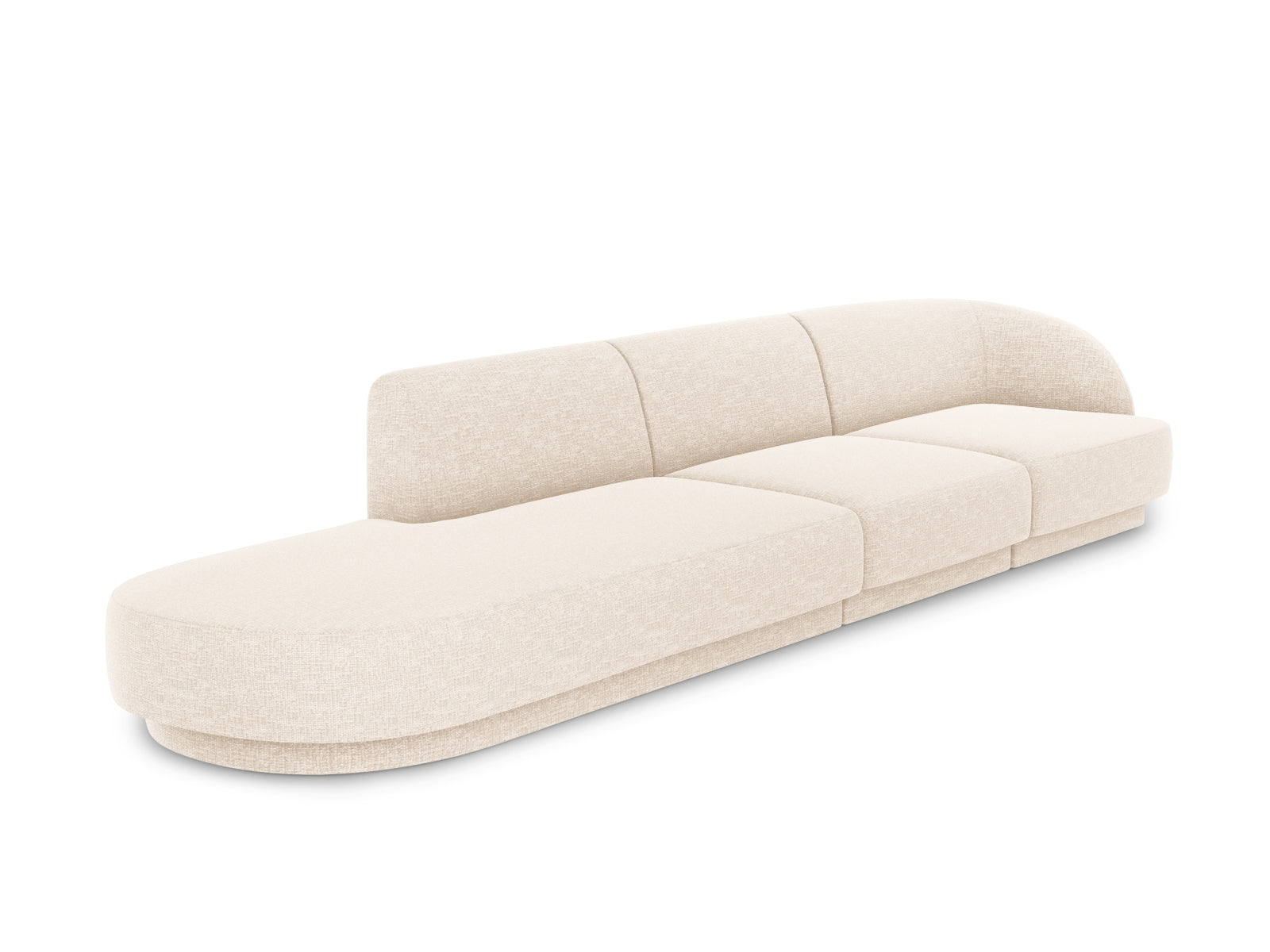 Elegantes Miley Sofa links 4 Sitzer in sanftem Light Beige-Haga, ideal für stilvolle Wohnräume. Hochwertige Verarbeitung von Micadoni.