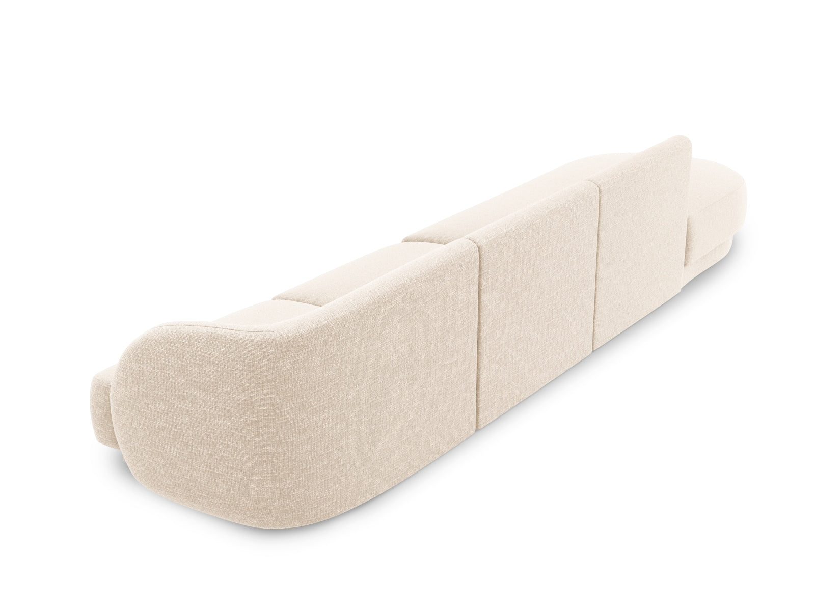 Modernes Miley Sofa links 4 Sitzer in zartem Light Beige-Haga, perfekt für gemütliche und stilvolle Wohnzimmergestaltung von Micadoni.