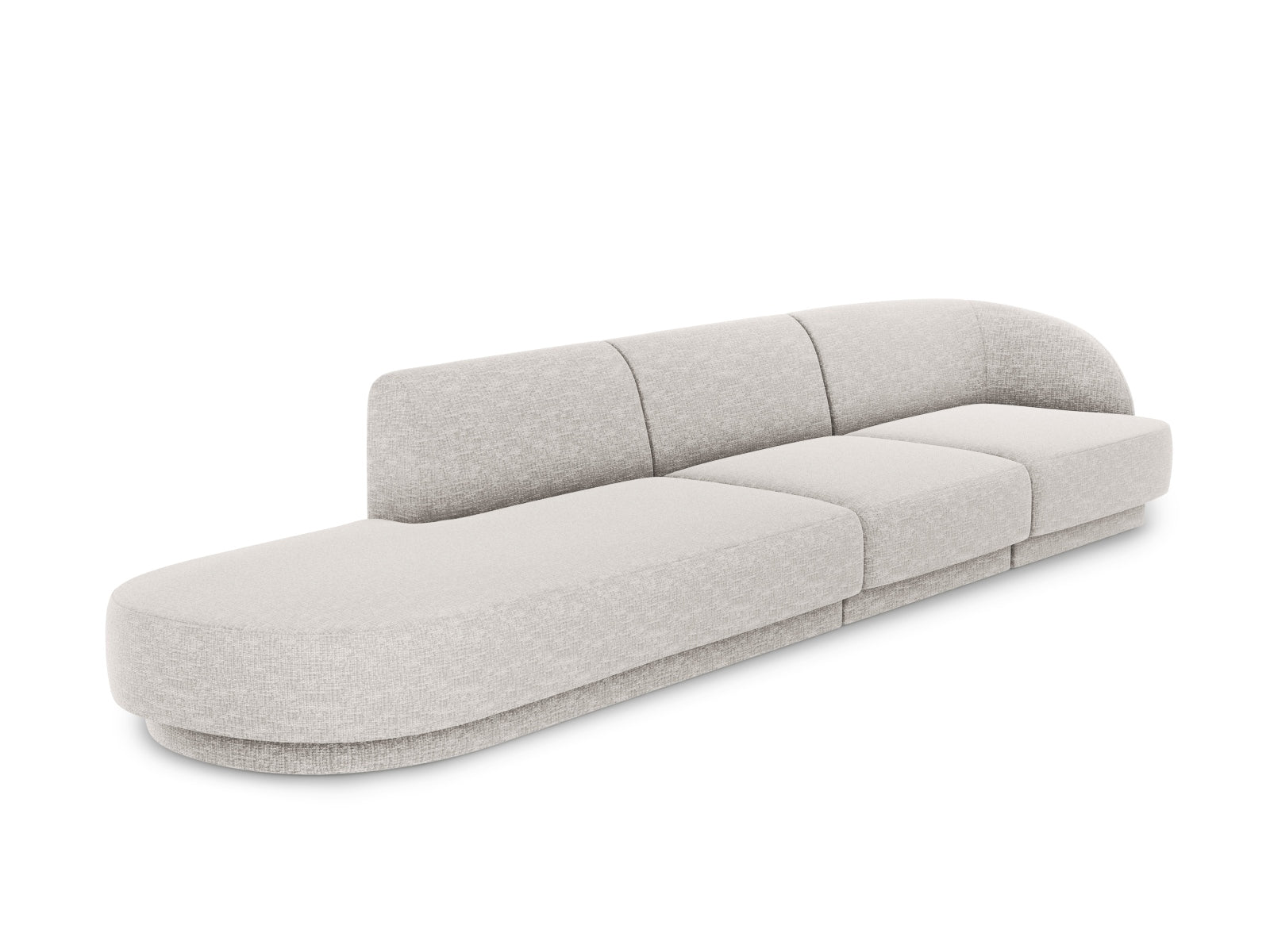 Elegantes Miley Sofa links 4 Sitzer in hellem Grau, ideal für stilvolle Wohnräume. Hochwertige Verarbeitung von Micadoni.