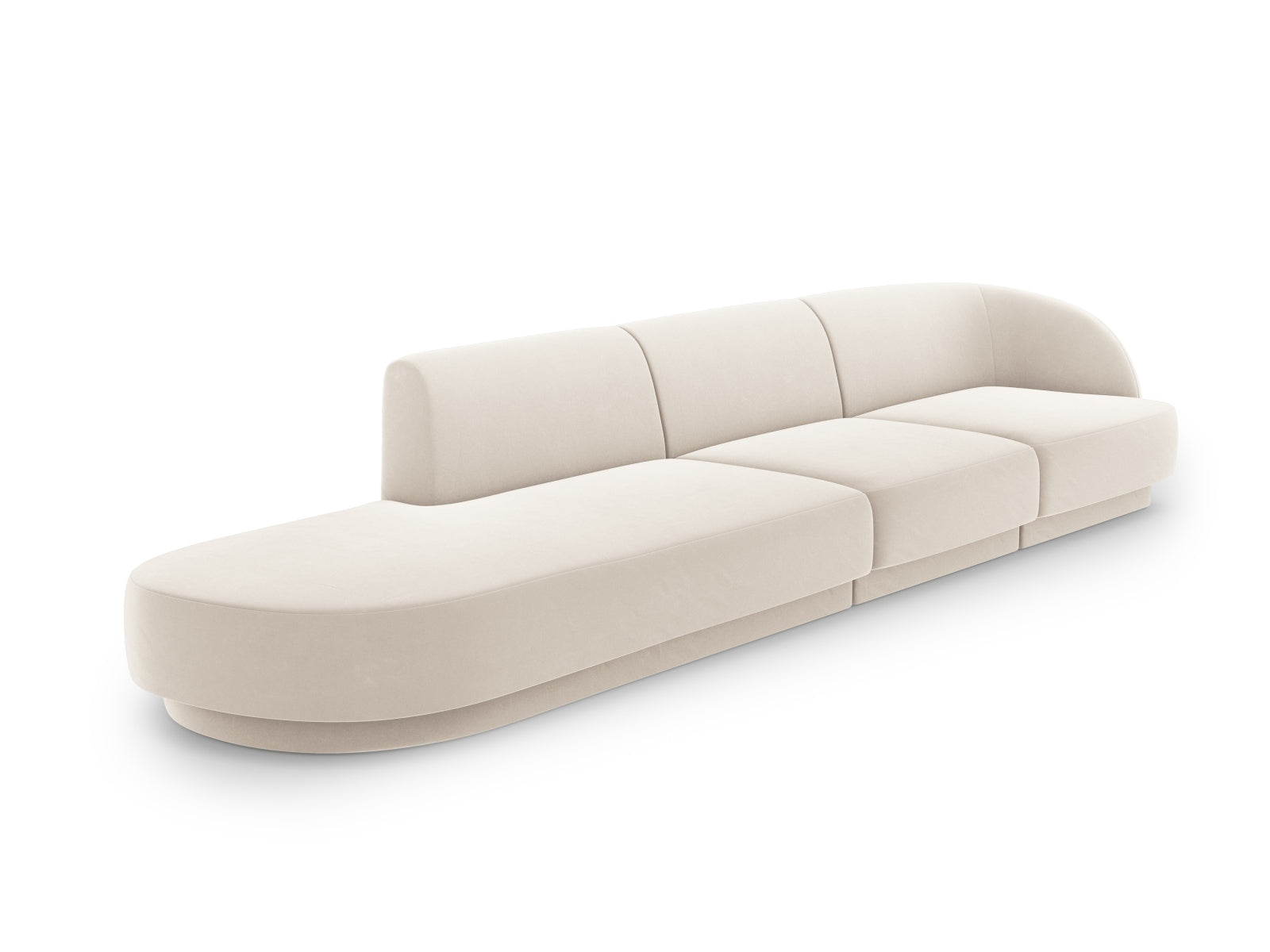 Entdecken Sie das stilvolle Miley Velour Sofa links 4 Sitzer von Micadoni. Luxuriöser Velourstoff, optimaler Komfort und pflegeleichte Materialien für Ihr Wohnzimmer.