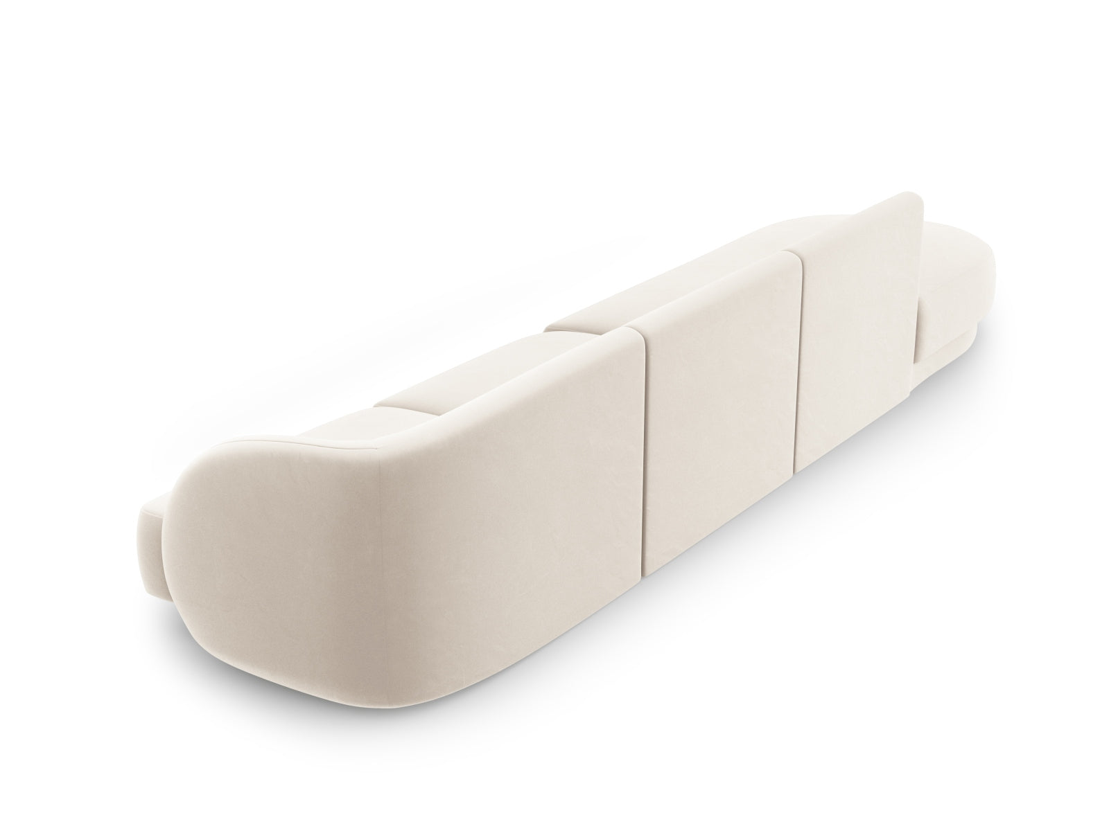 Luxuriöses 4-Sitzer Miley Velour Sofa links in zartem Beige, perfekt für moderne Wohnkonzepte. Exquisite Qualität von Micadoni.