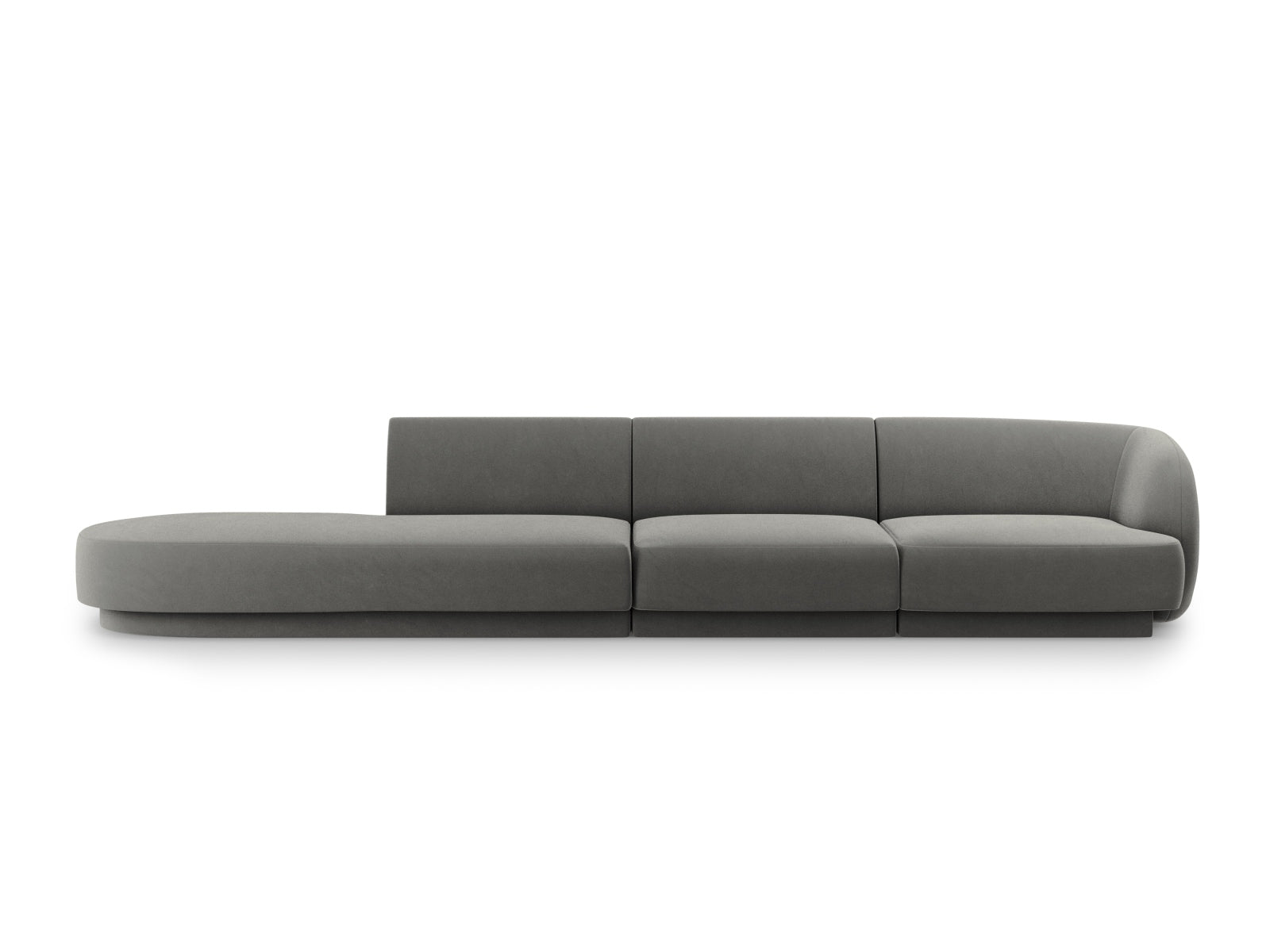 Miley Velour Sofa links 4 Sitzer in Light Grey präsentiert im Onlineshop von KAQTU Design AG. L-Sofa links ist von Micadoni