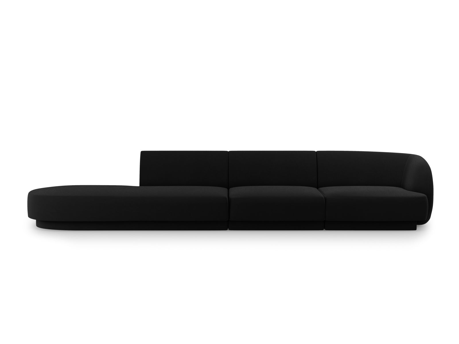 Miley Velour Sofa links 4 Sitzer in Black präsentiert im Onlineshop von KAQTU Design AG. L-Sofa links ist von Micadoni