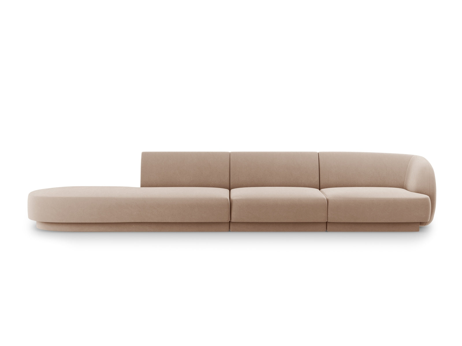Miley Velour Sofa links 4 Sitzer in Cappuccino präsentiert im Onlineshop von KAQTU Design AG. L-Sofa links ist von Micadoni